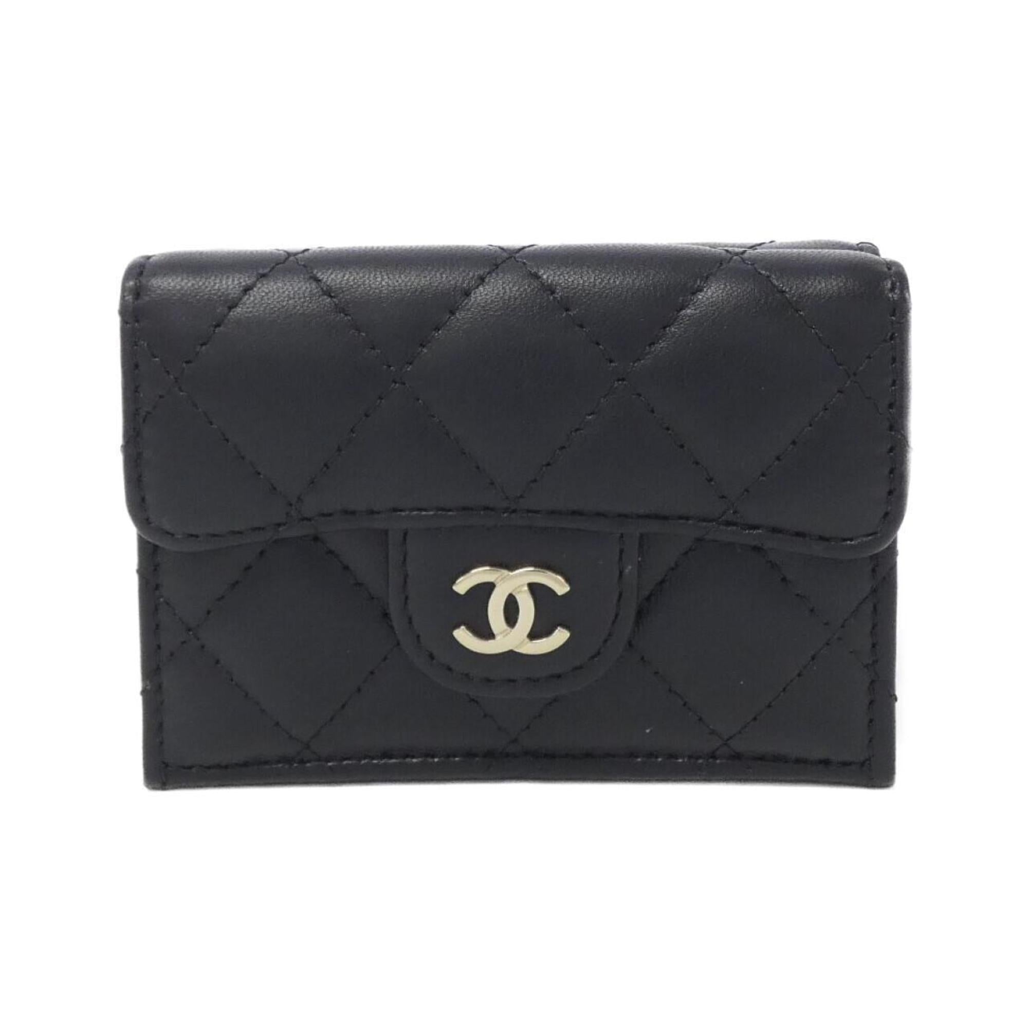 Chanel Black Bordeaux Leather Wallet (Bi-Fold) (Pre-Owned)