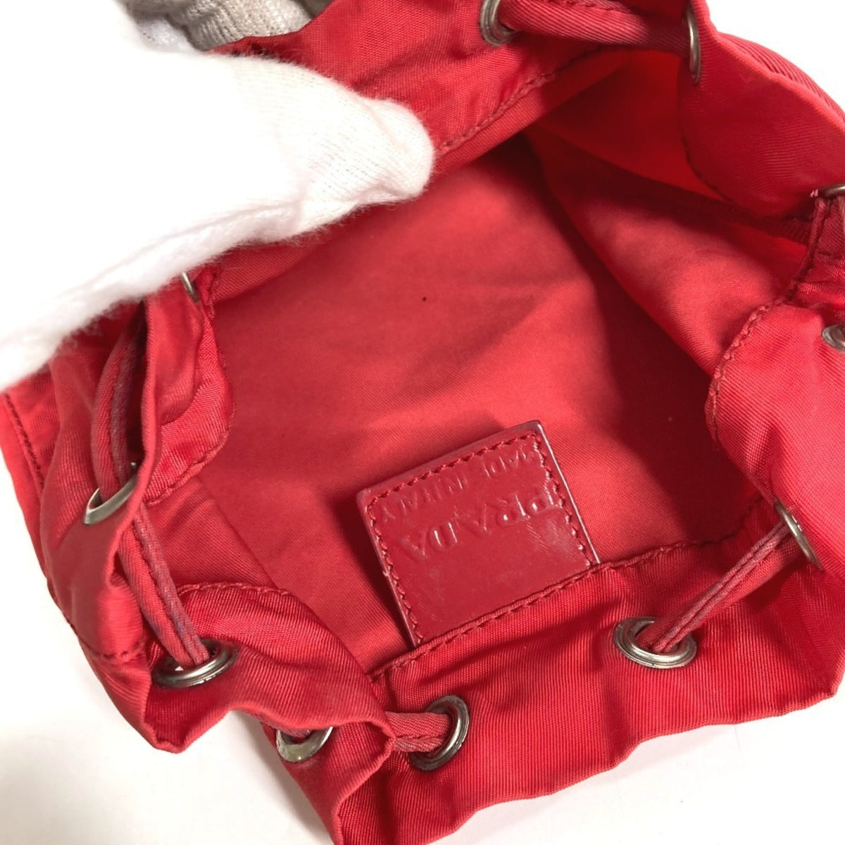 Prada Red Color Nylon Handbag Pouch (Pre-Owned)