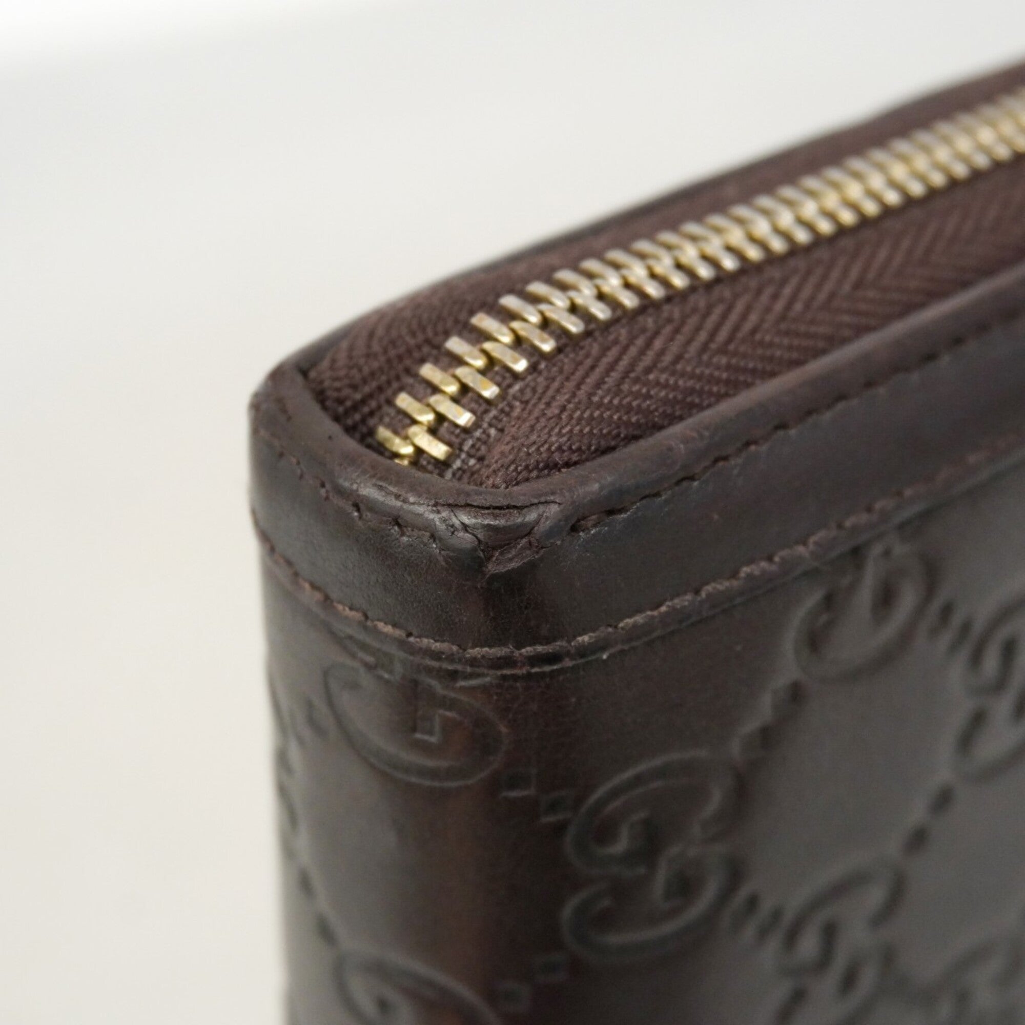Gucci Dark Brown Leather Long Wallet (Bi-Fold) (Pre-Owned)