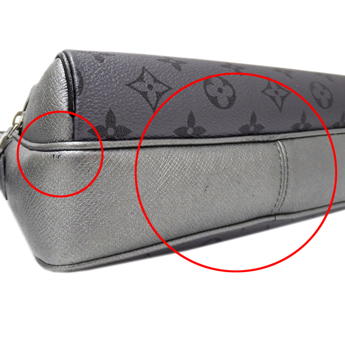 Louis Vuitton Gunmetal Silver Gray Taigarama Handbag Shoulder Bag (Pre-Owned)