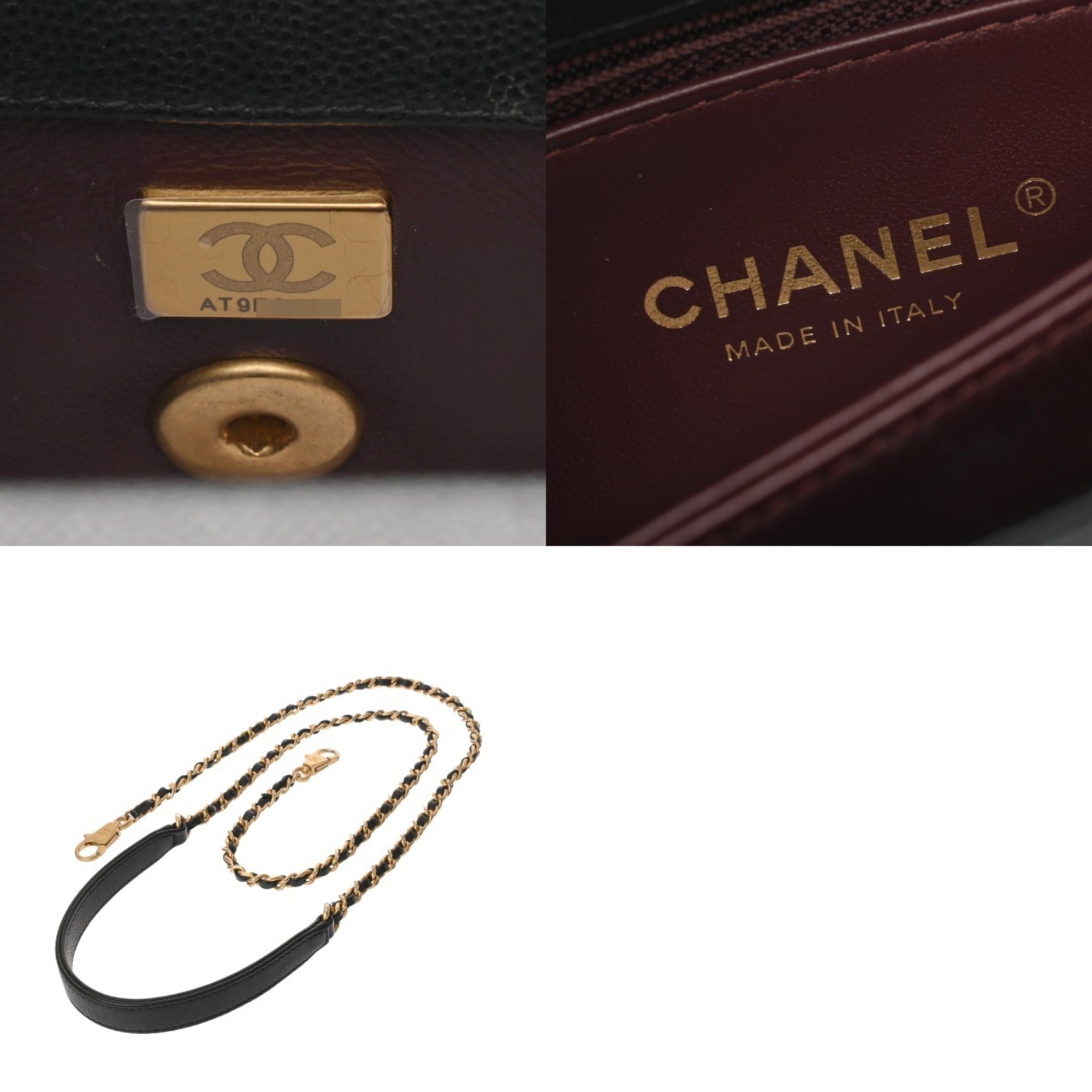 Chanel Black Grained Calfskin Handbag (Pre-Owned)