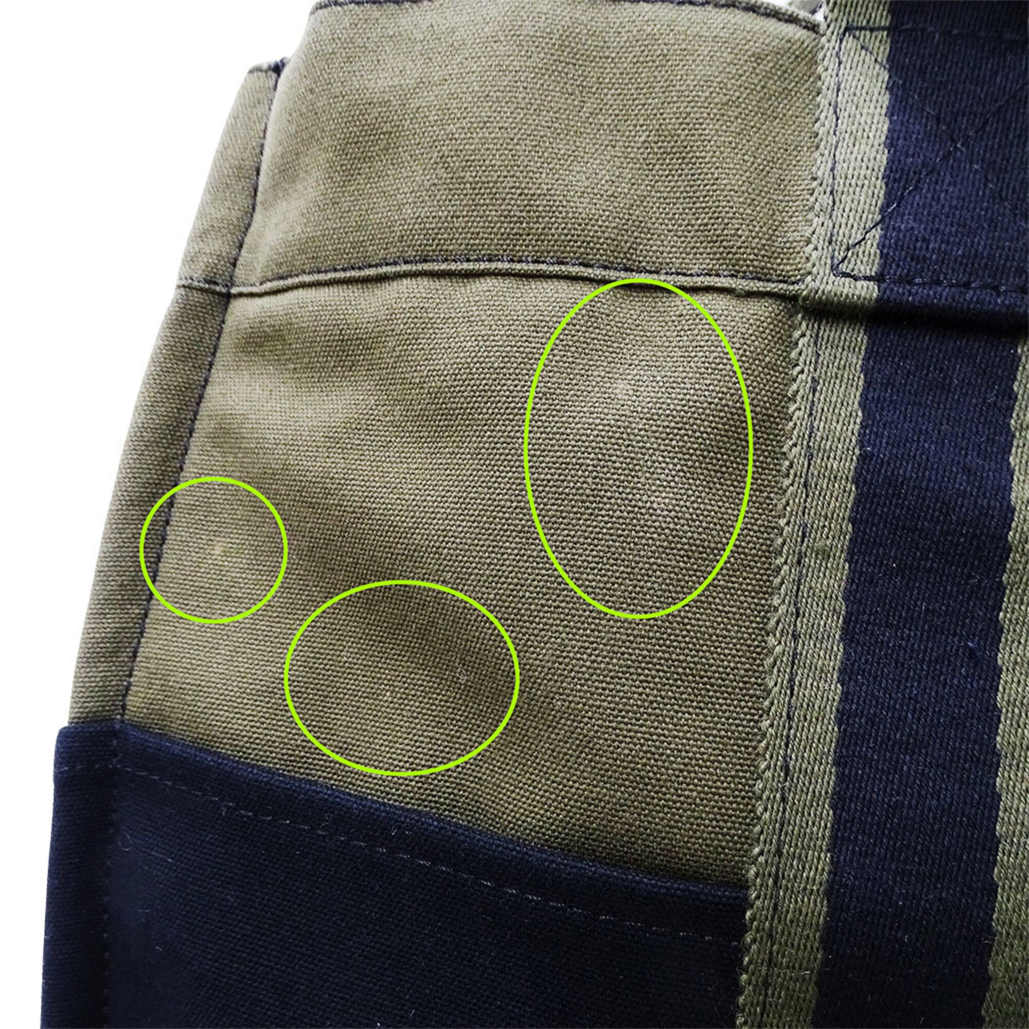 Hermes Green Khaki Navy Canvas Handbag Tote Bag (Pre-Owned)