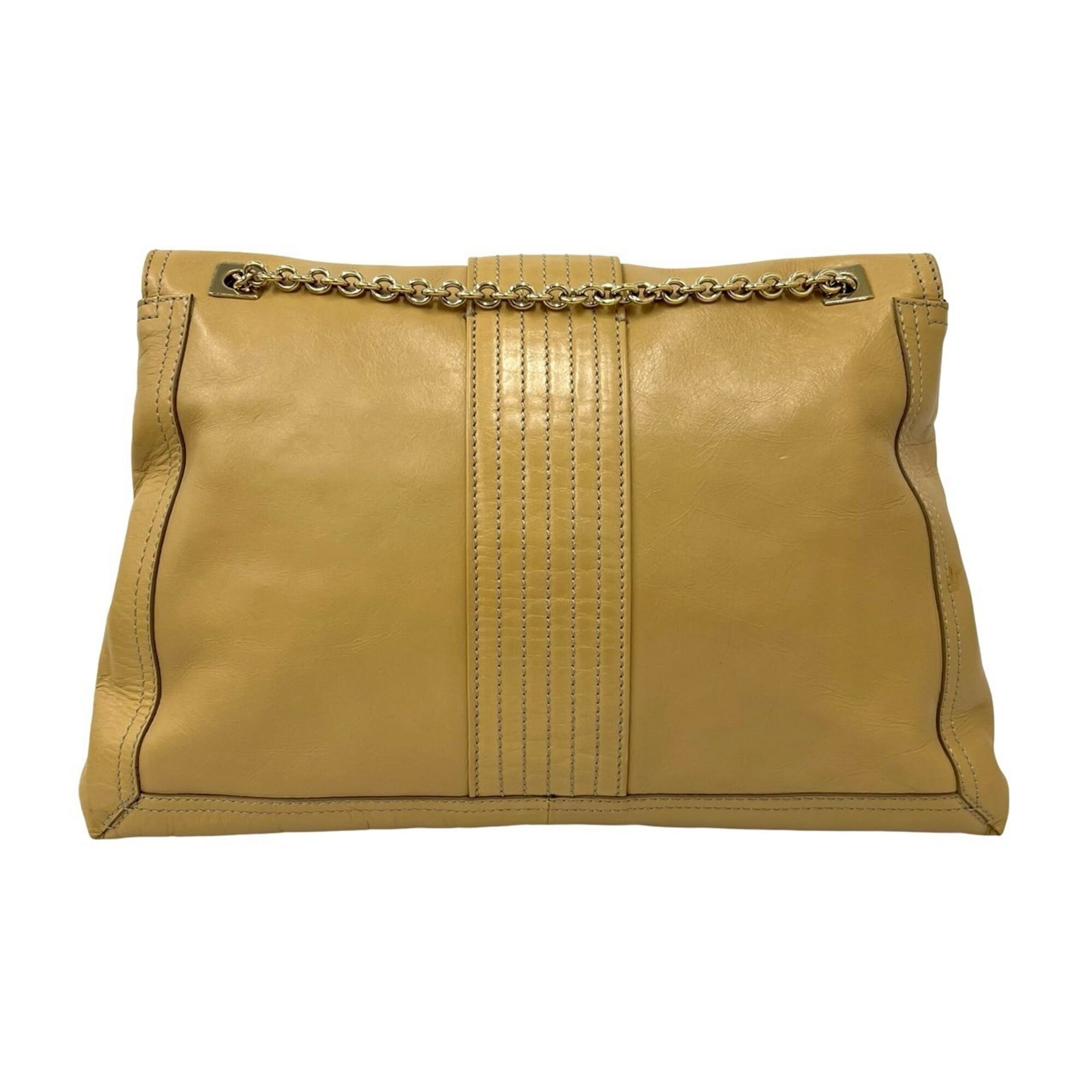 Fendi Beige Leather Shoulder Bag Tote Bag (Pre-Owned)