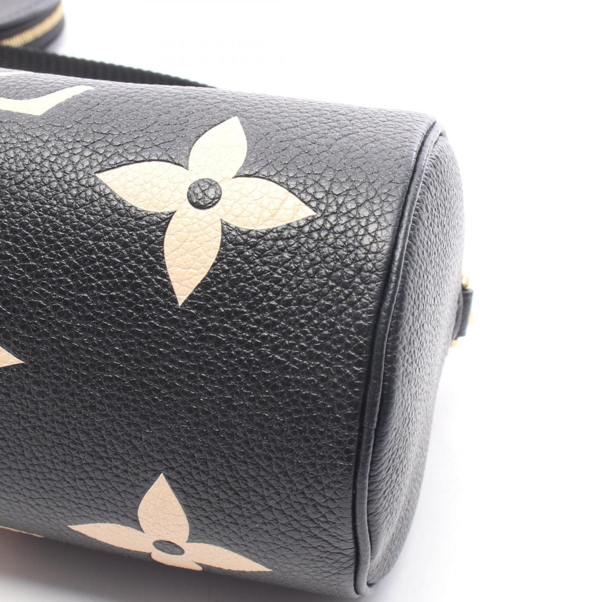 Louis Vuitton Beige Black Leather Handbag (Pre-Owned)