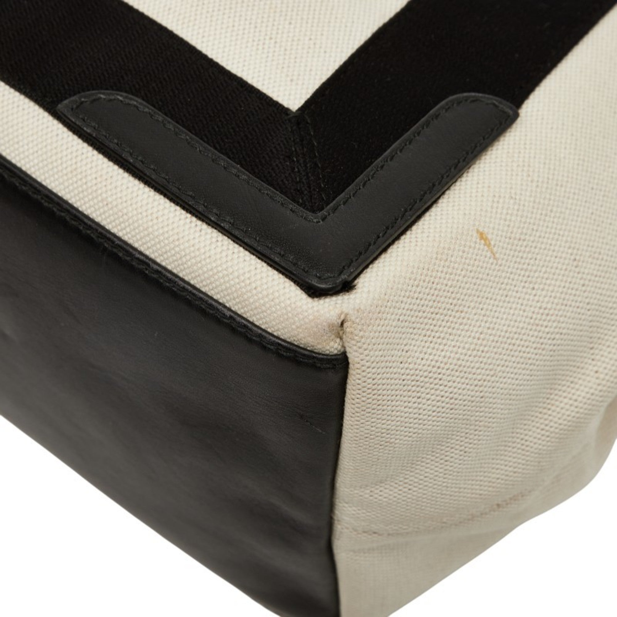 Balenciaga Beige Black Canvas Leather Handbag (Pre-Owned)