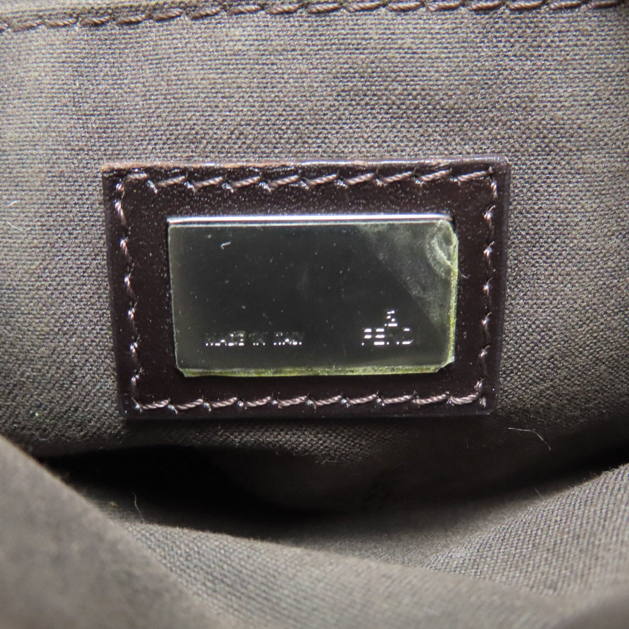 Fendi Dark Brown Canvas Shoulder Bag (Pre-Owned)