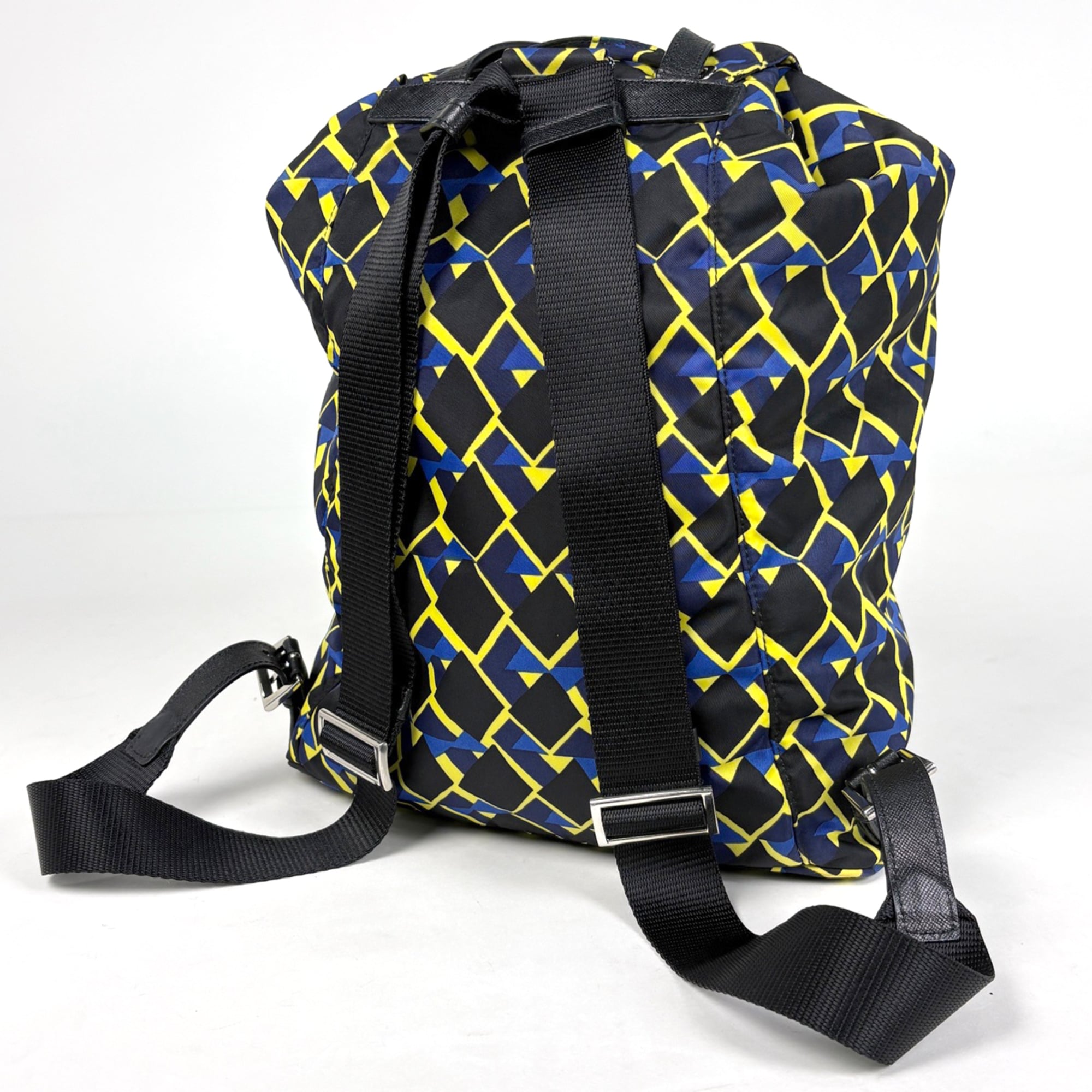 Prada Black Multi-Color Nylon Leather Backpack (Pre-Owned)