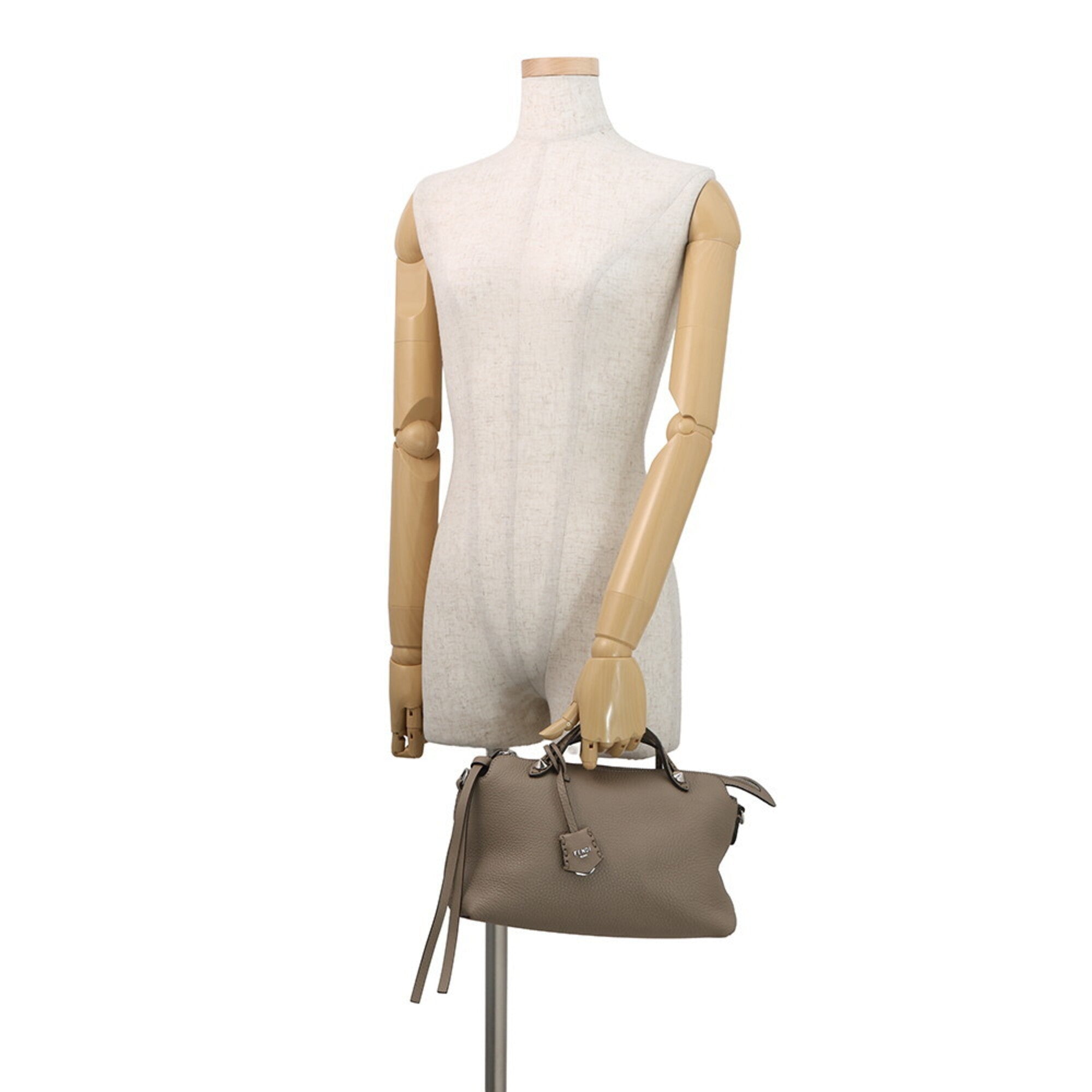 Fendi By The Way Grayish Leather Handbag (Pre-Owned)