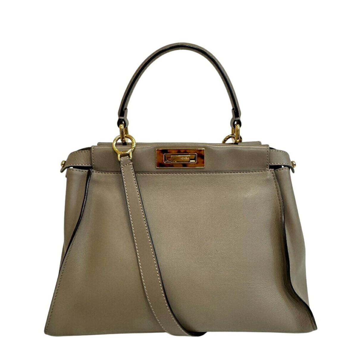 Fendi Gray Leather Handbag Shoulder Bag (Pre-Owned)