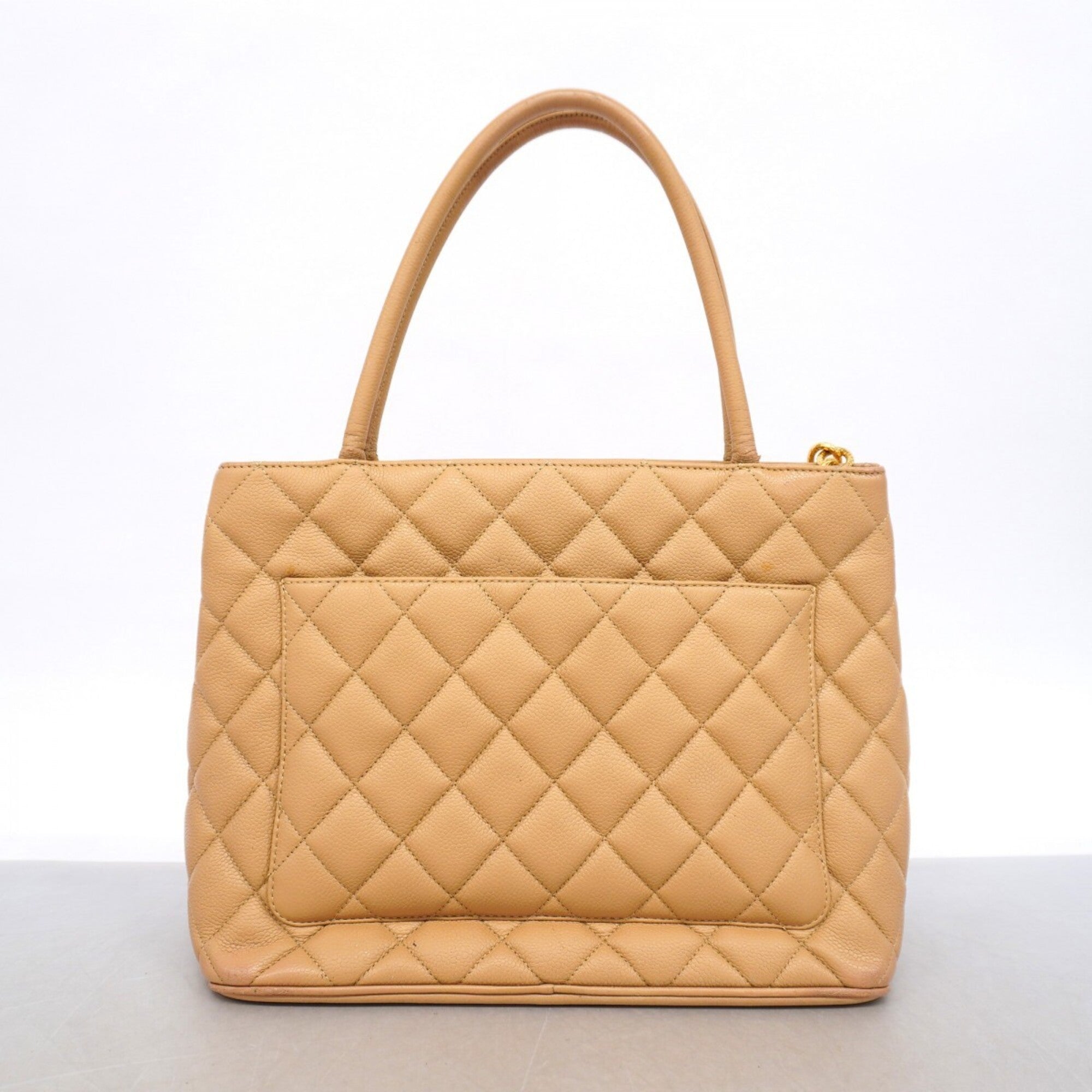 Chanel Beige Grained Calfskin Tote Bag (Pre-Owned)
