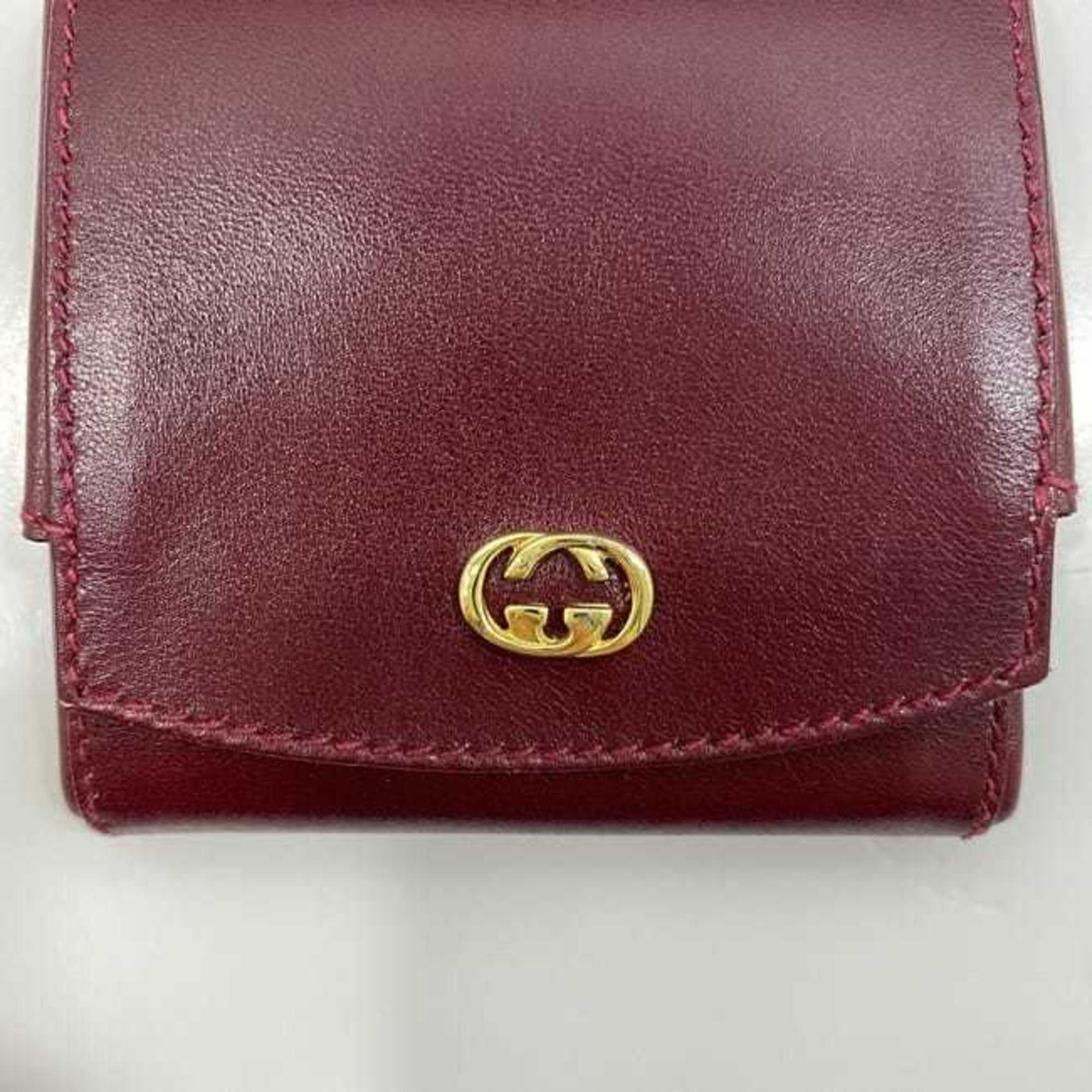 Gucci Bordeaux Leather Coin Purse/Coin Case (Pre-Owned)
