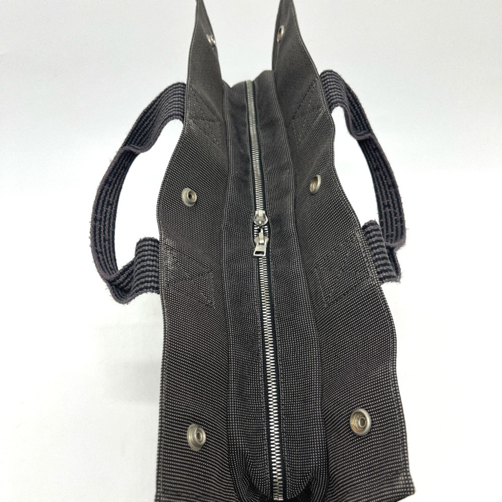 Hermes Gray Canvas Handbag Tote Bag (Pre-Owned)