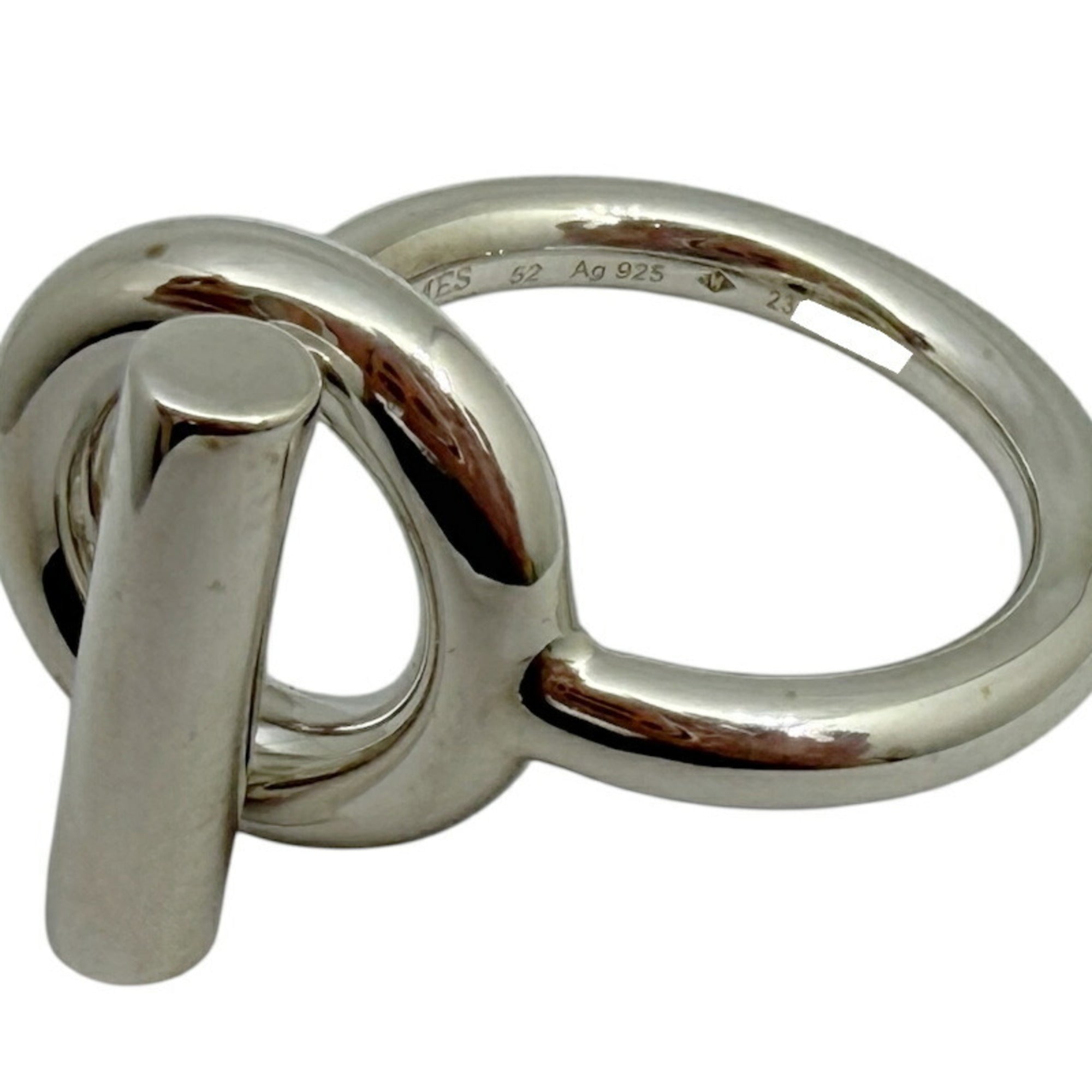 Hermes Silver Silver 925 Band Ring (Pre-Owned)