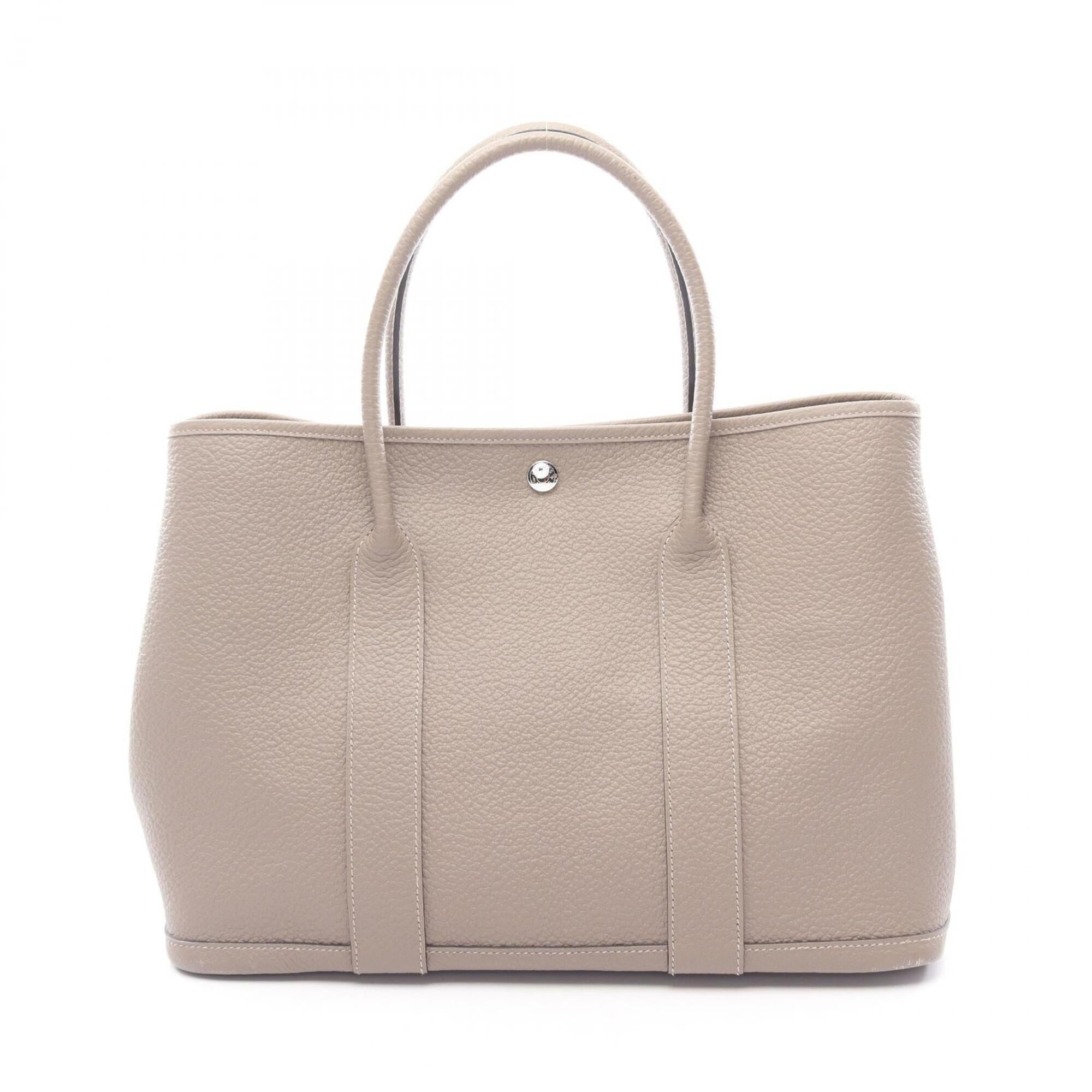 Hermes Garden Beige Leather Handbag Tote Bag (Pre-Owned)