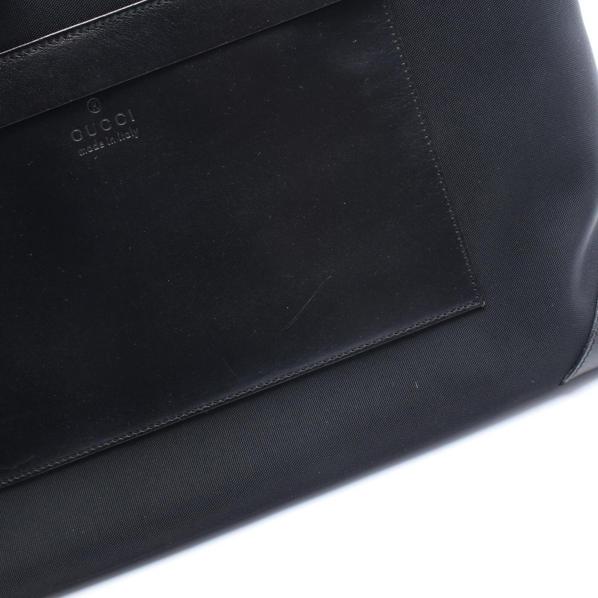 Gucci Black Canvas Leather Handbag Tote Bag (Pre-Owned)