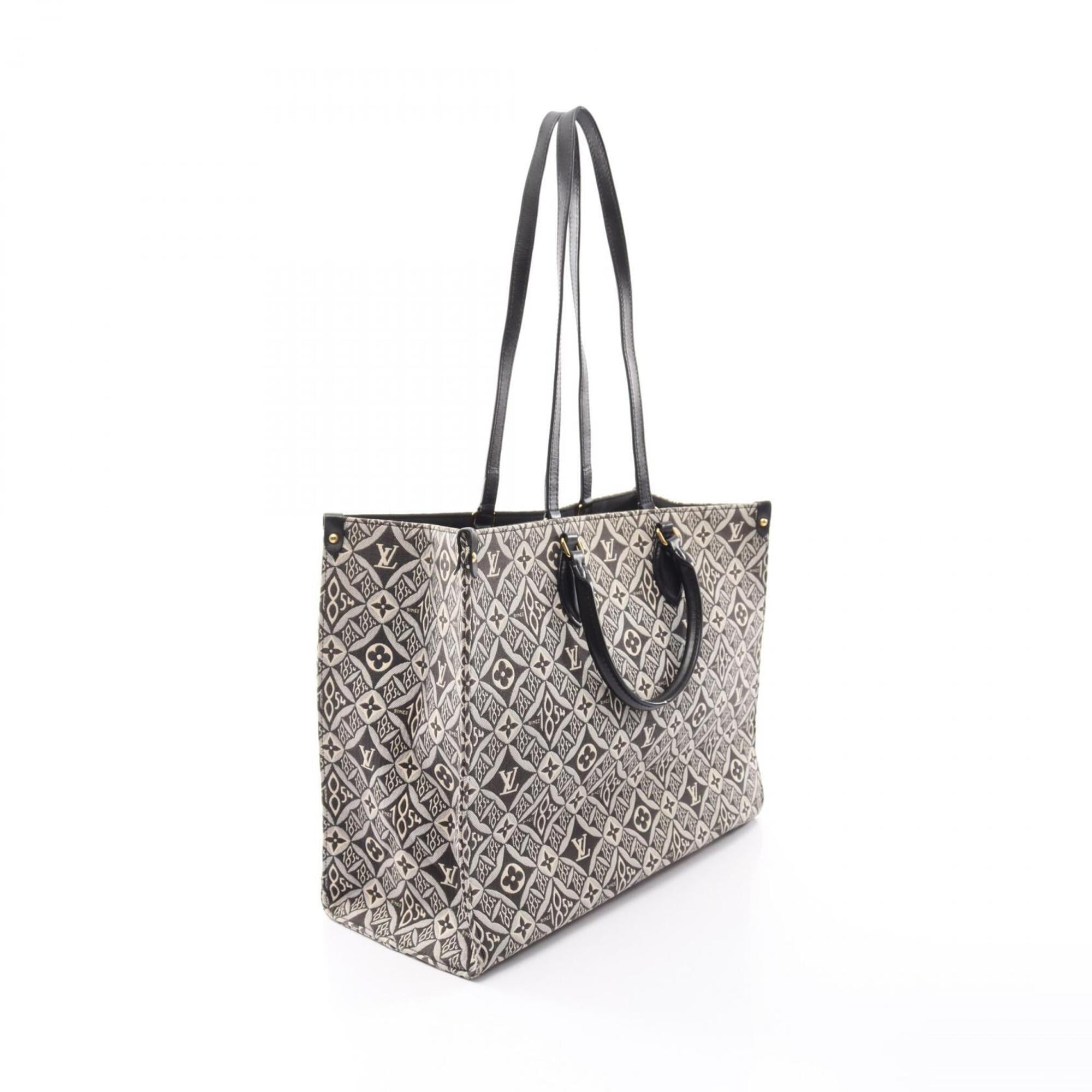 Louis Vuitton Black Gray Canvas Leather Handbag Tote Bag (Pre-Owned)