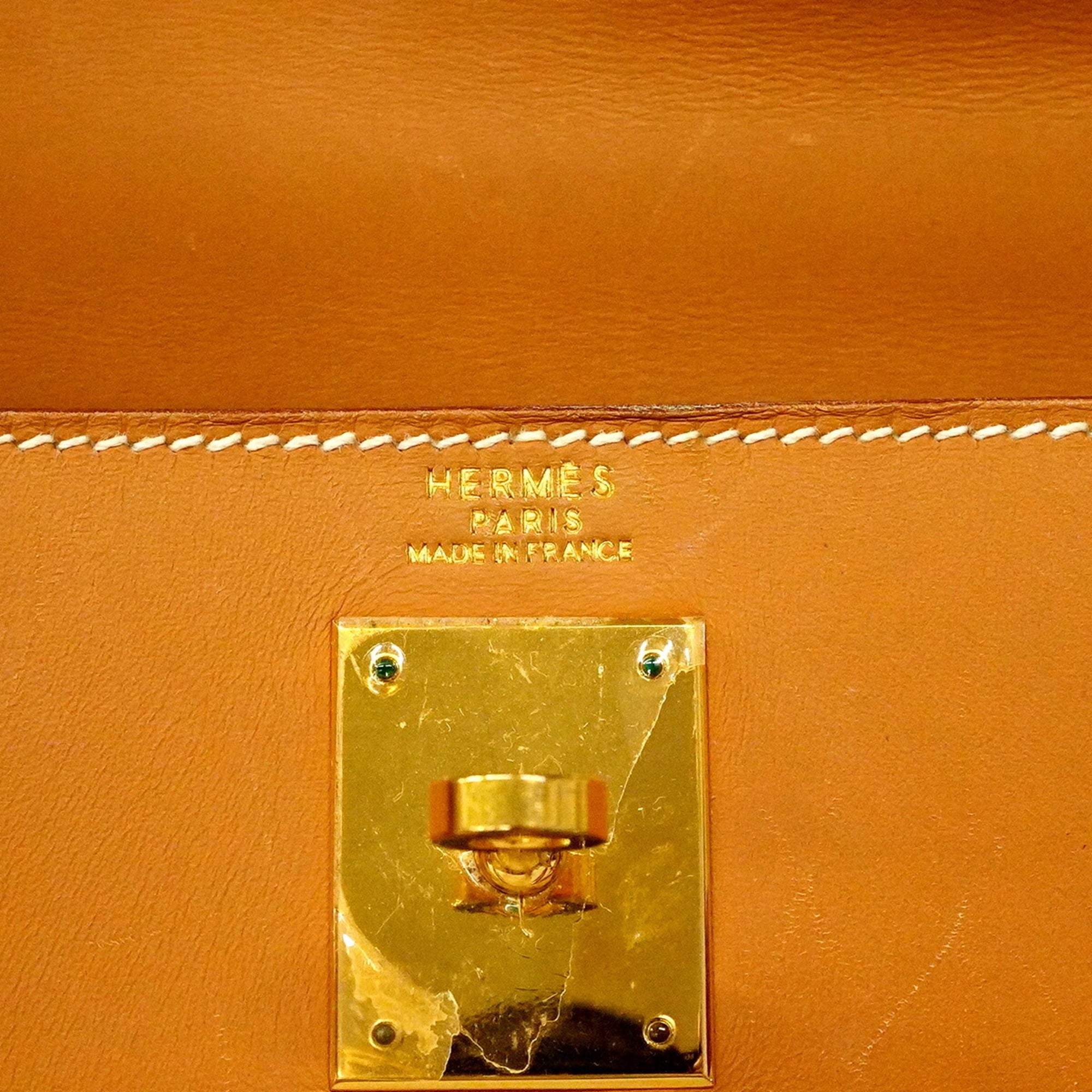 Hermes Natural Sable Box Calf Leather Handbag (Pre-Owned)
