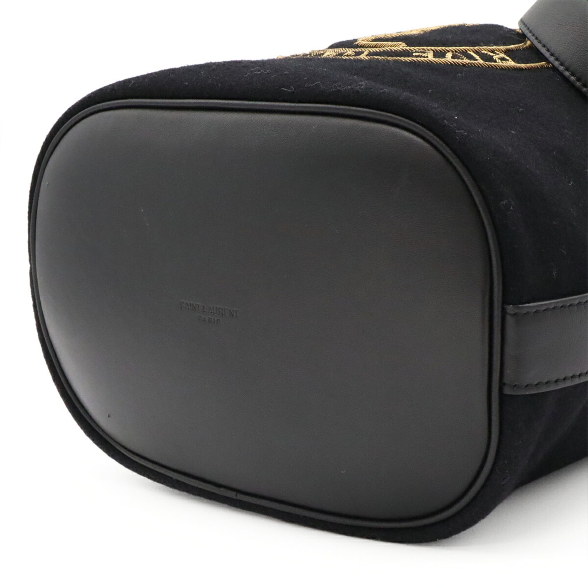 Yves Saint Laurent Black Felt Leather Shoulder Bag (Pre-Owned)