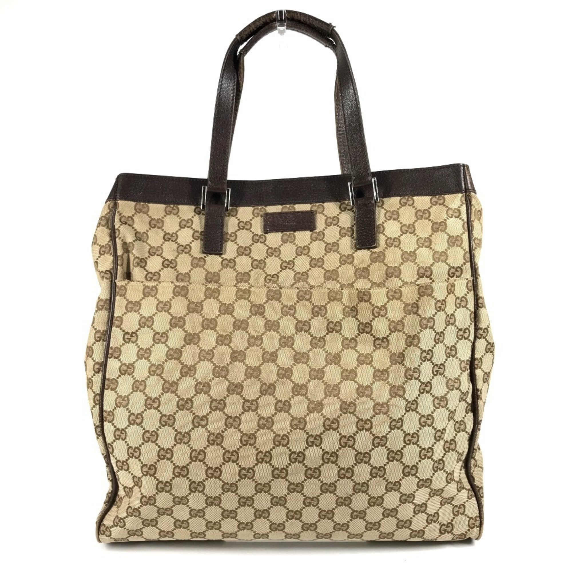 Gucci Beige Dark Brown Gg Canvas Shoulder Bag Tote Bag (Pre-Owned)