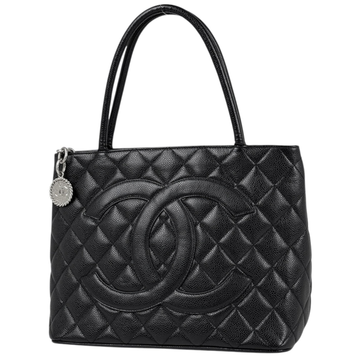 Chanel Black Grained Calfskin Tote Bag (Pre-Owned)