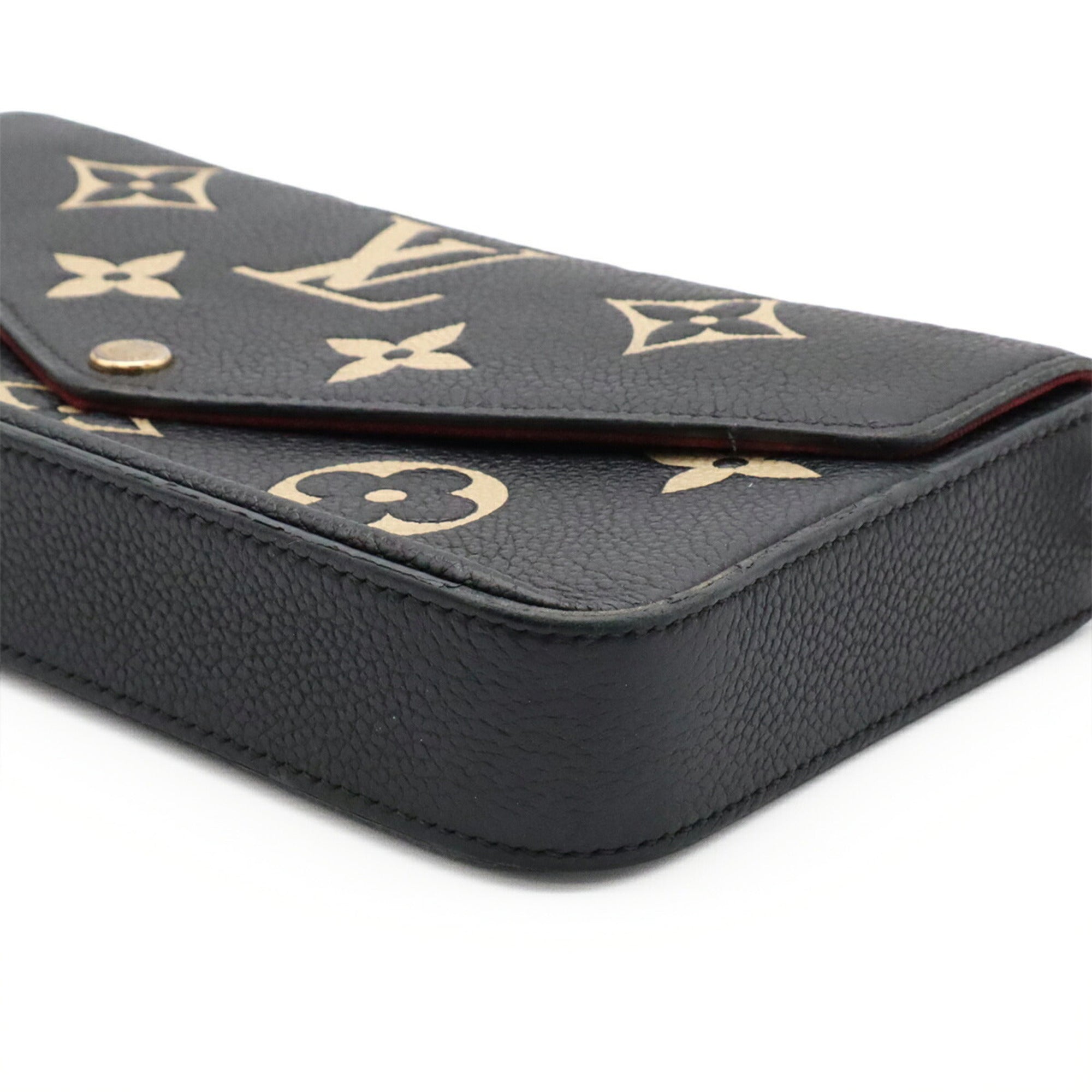 Louis Vuitton Beige Black Monogram Empreinte Leather Clutch Bag Pochette Shoulder Bag (Pre-Owned)
