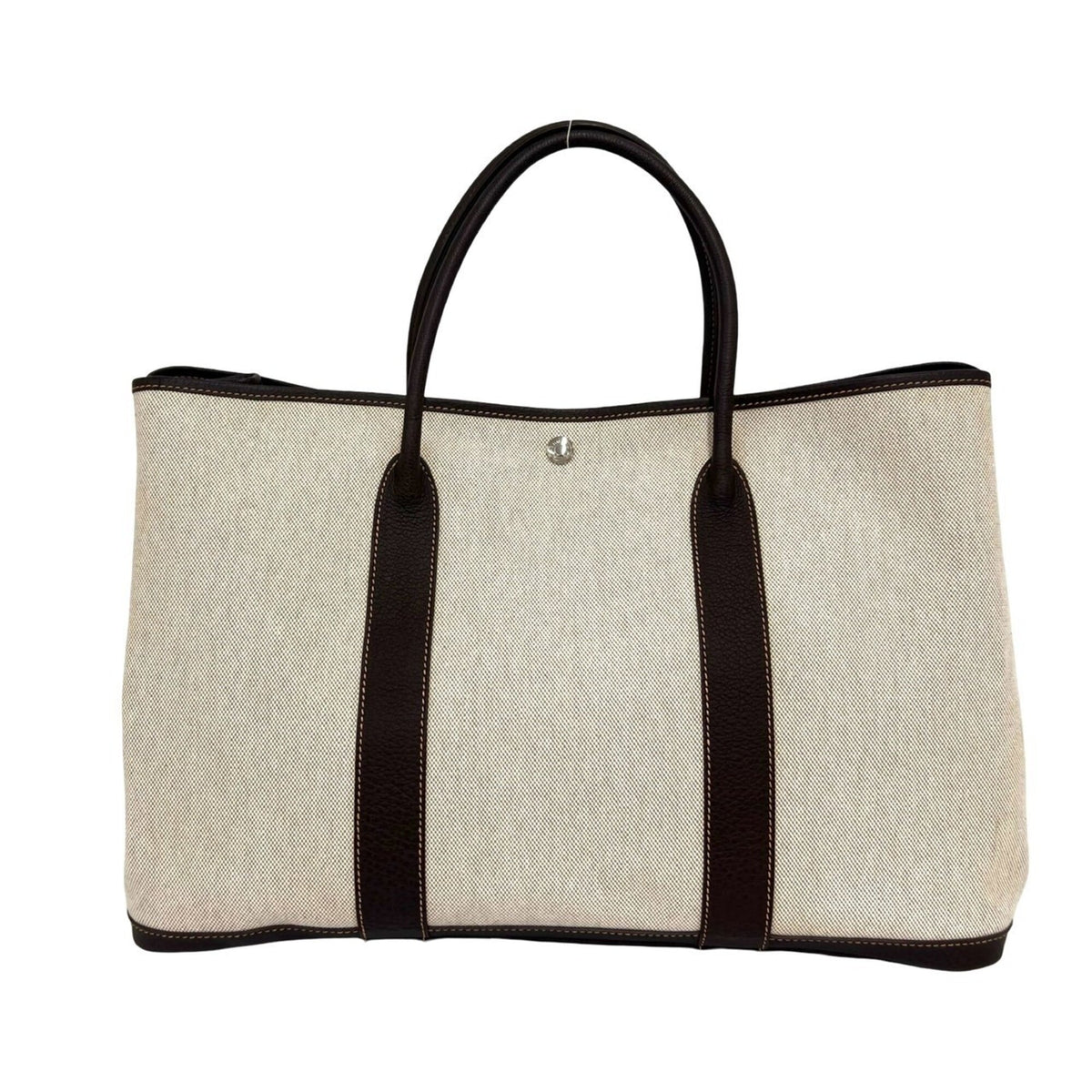 Hermes Brown Ivory Toile H Buffalo Leather Handbag Tote Bag (Pre-Owned)