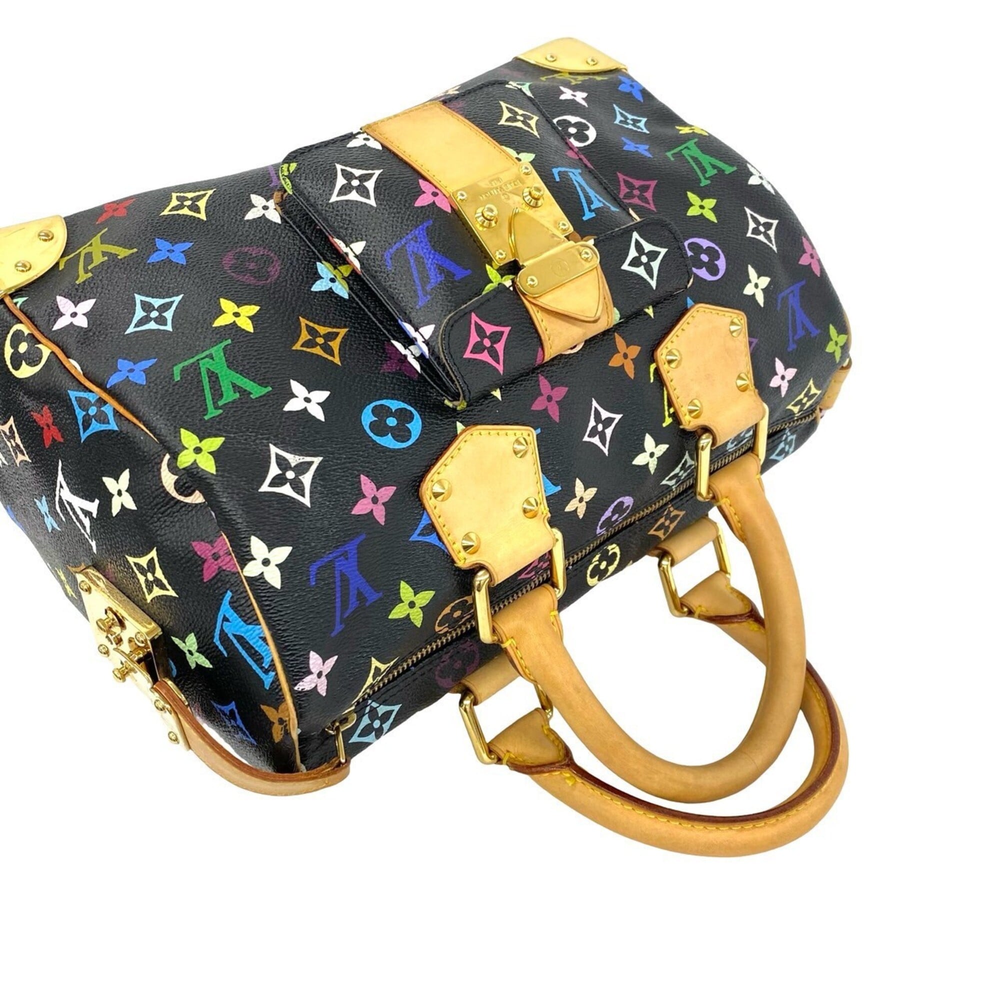 Louis Vuitton Black Leather Pvc Boston Bag Handbag (Pre-Owned)