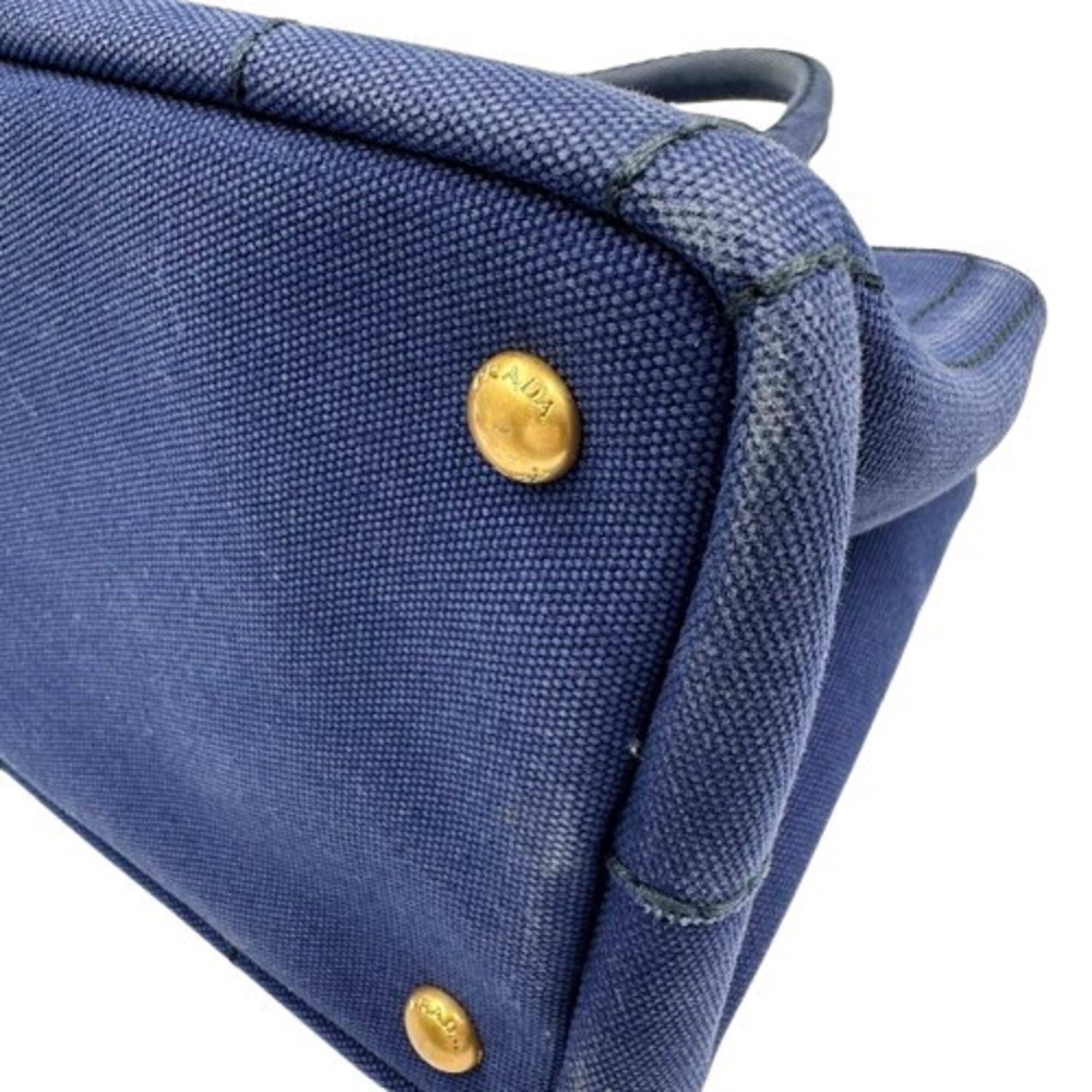 Prada Canapa Blue Canvas Handbag (Pre-Owned)