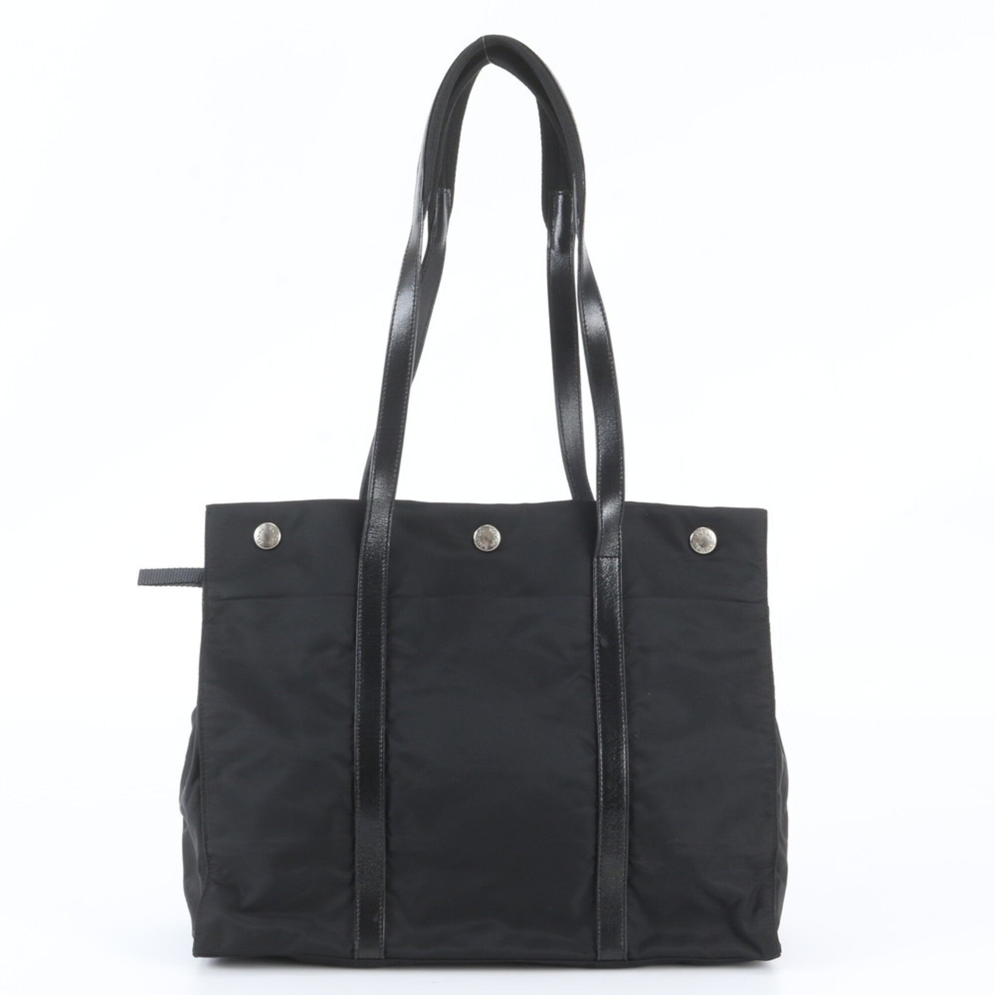 Prada Black Leather Nylon Shoulder Bag Tote Bag (Pre-Owned)