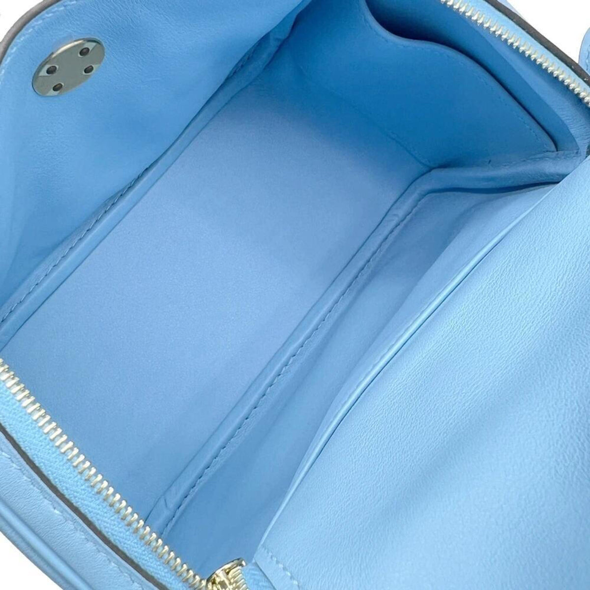 Hermes Lindy Light Blue Swift Leather Shoulder Bag Tote Bag (Pre-Owned)