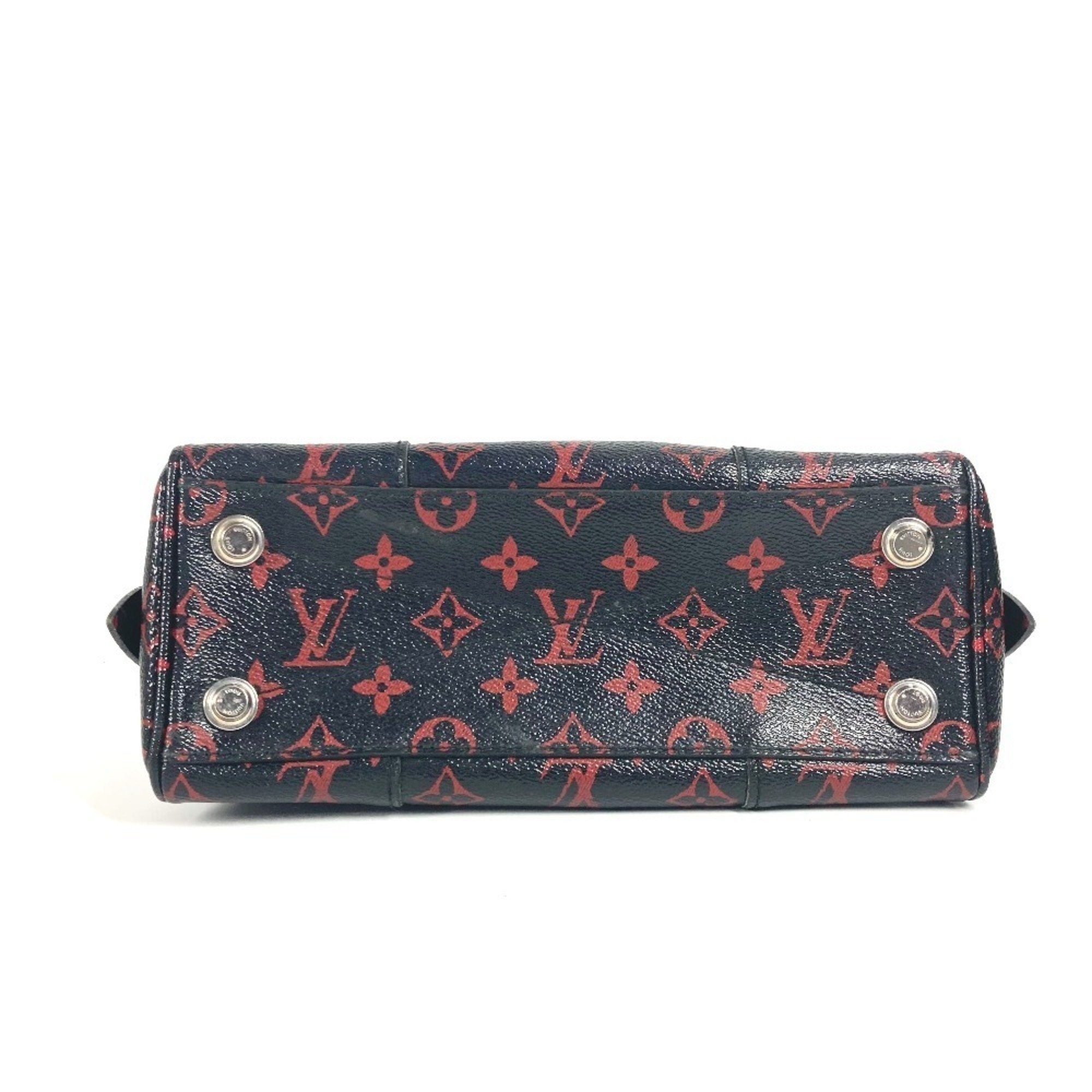 Louis Vuitton Black Red Color Monogram Handbag Shoulder Bag (Pre-Owned)