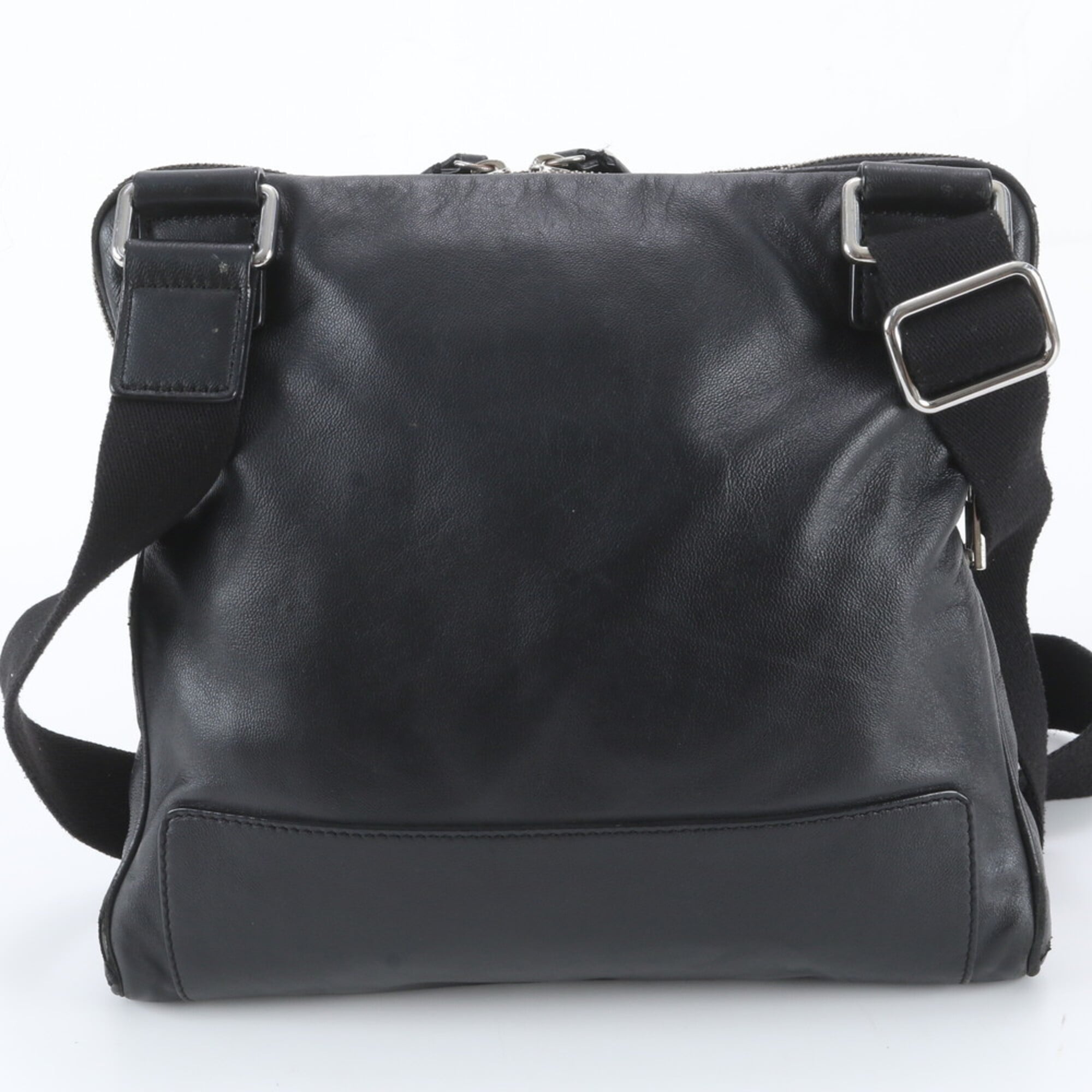 Dolce & Gabbana Black Leather Messenger Bag Shoulder Bag (Pre-Owned)