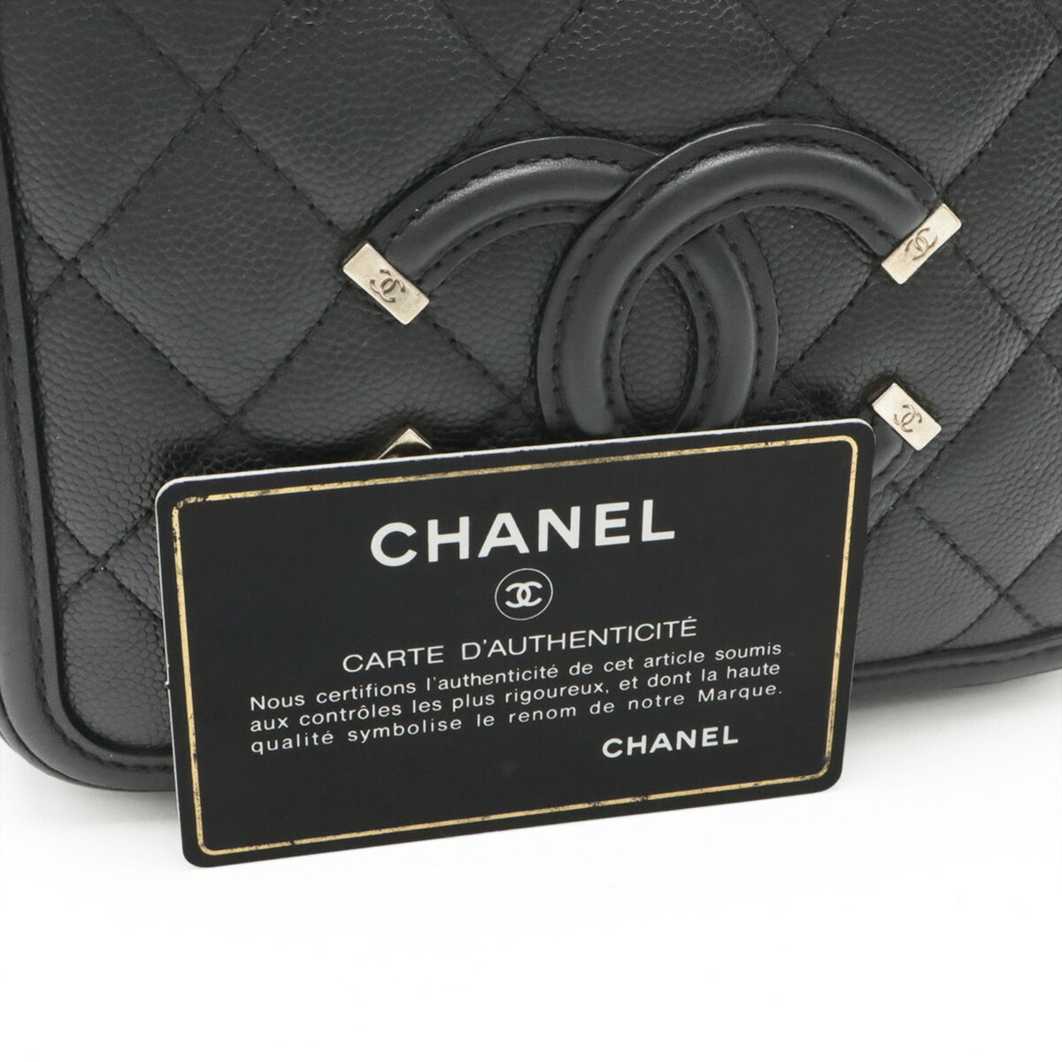 Chanel Black Grained Calfskin Handbag Shoulder Bag Vanity Bag (Pre-Owned)