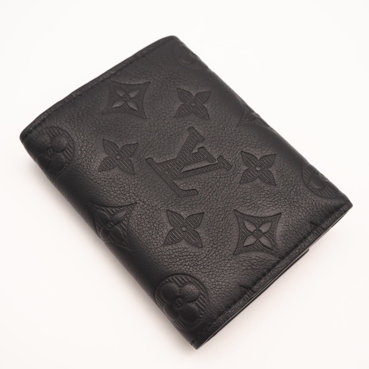 Louis Vuitton Monogram Shadow Black Leather Wallet (Tri-Fold) (Pre-Owned)
