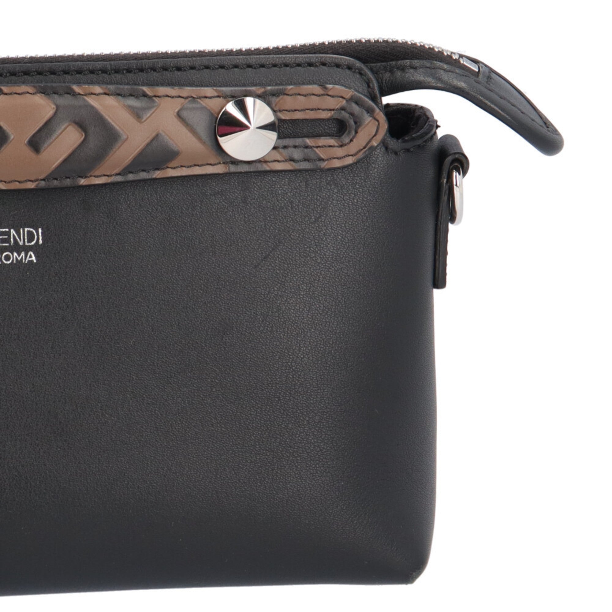 Fendi Black Brown Leather Shoulder Bag (Pre-Owned)