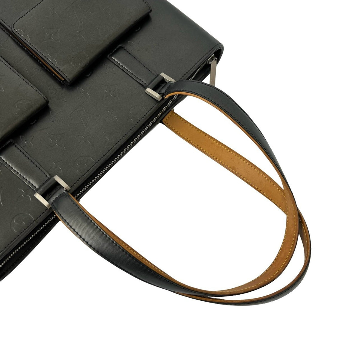 Louis Vuitton Black Leather Handbag Tote Bag (Pre-Owned)