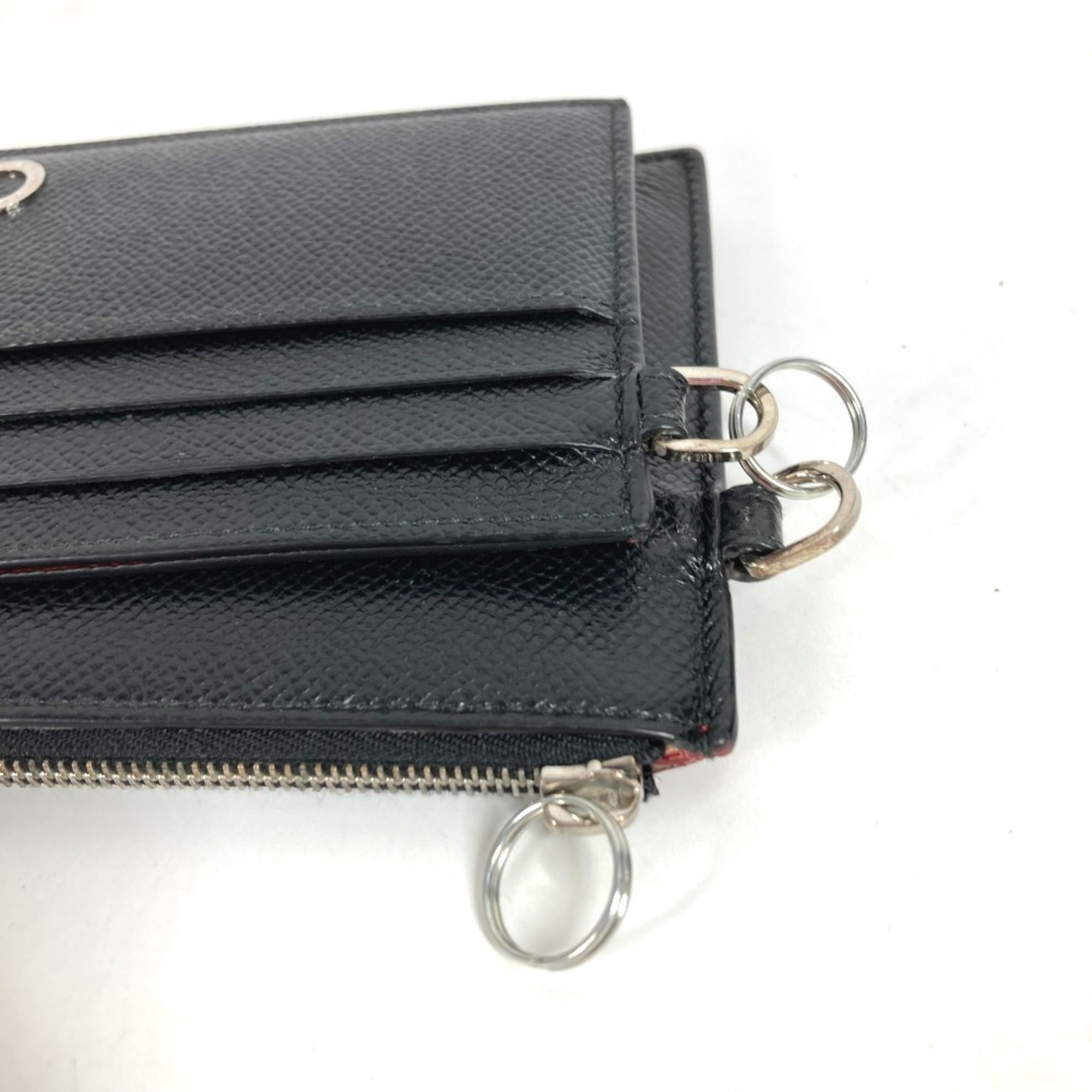 Bvlgari Black Red Color Leather Long Wallet (Bi-Fold) (Pre-Owned)
