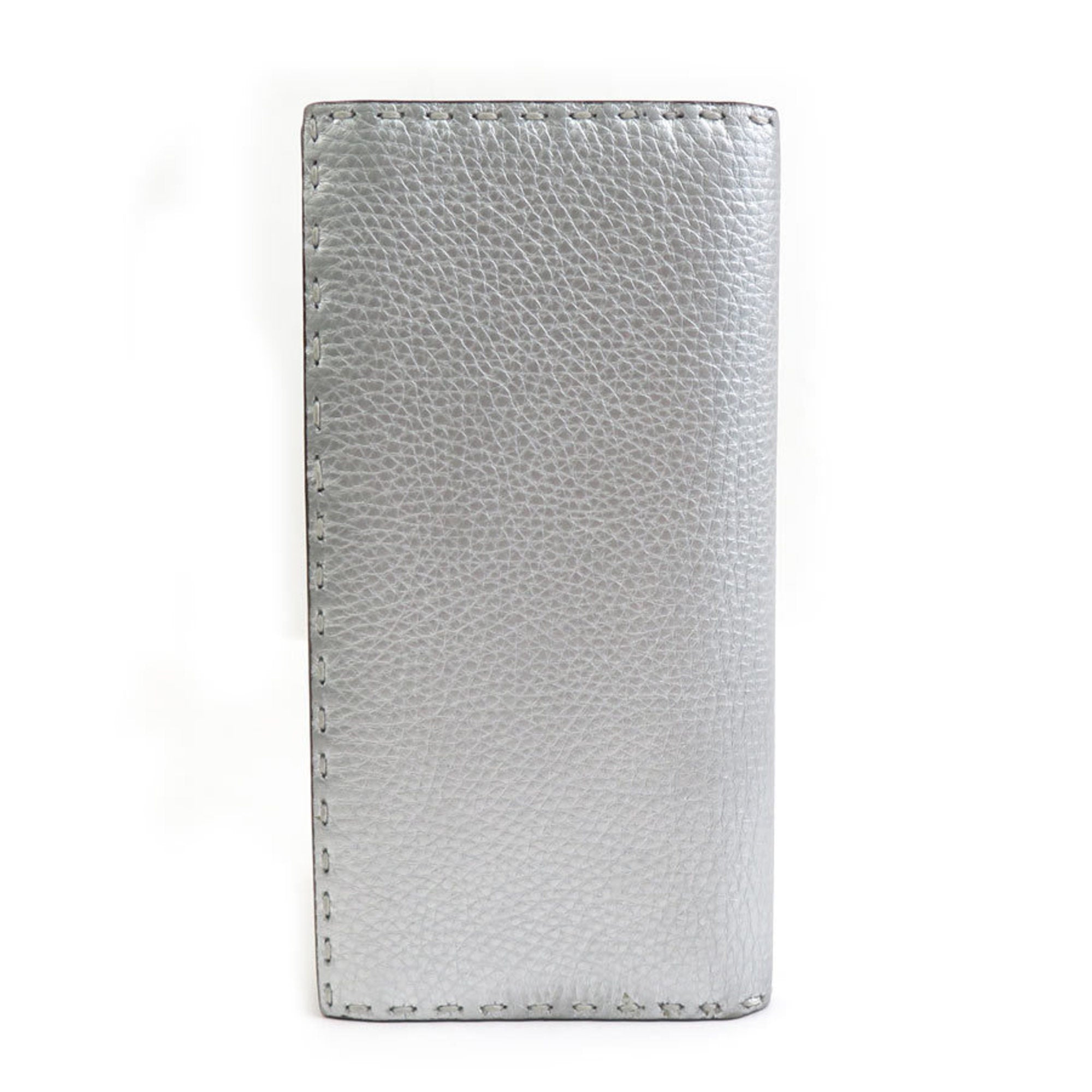 Fendi Silver Leather Long Wallet (Bi-Fold) (Pre-Owned)