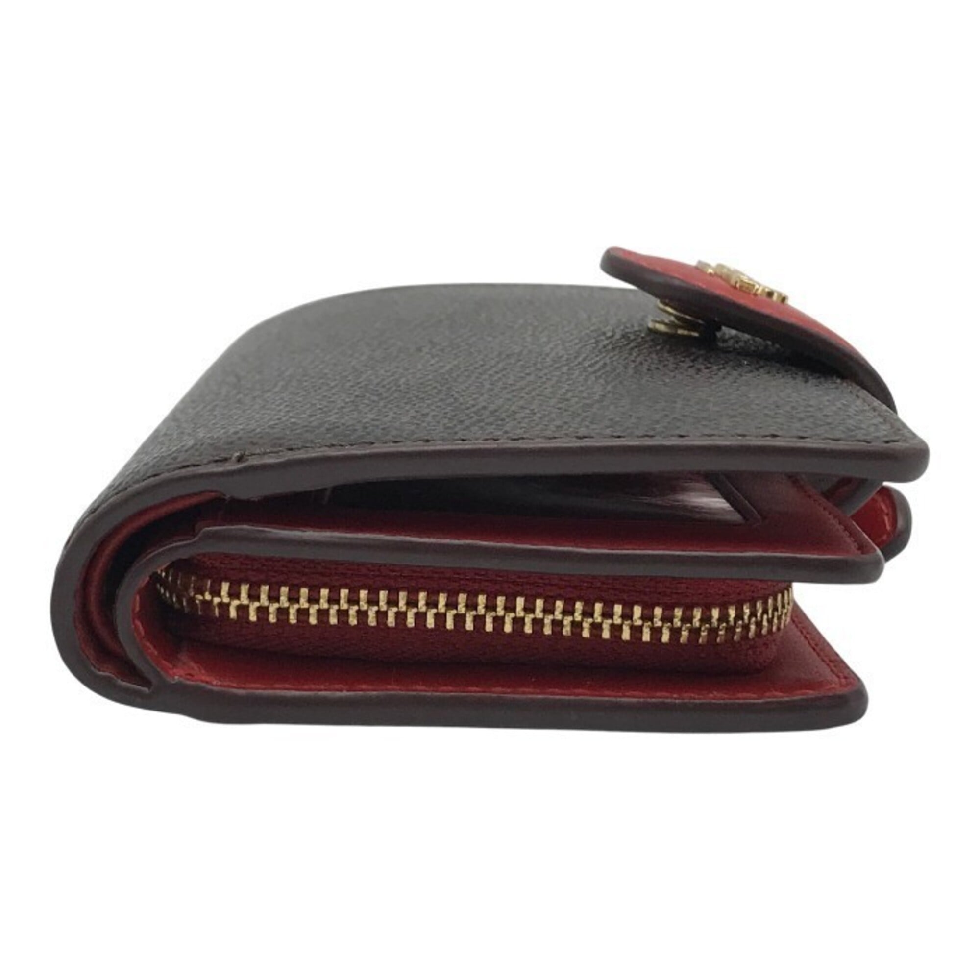 Coach Signature Brown Red Color Wallet (Bi-Fold) (Pre-Owned)