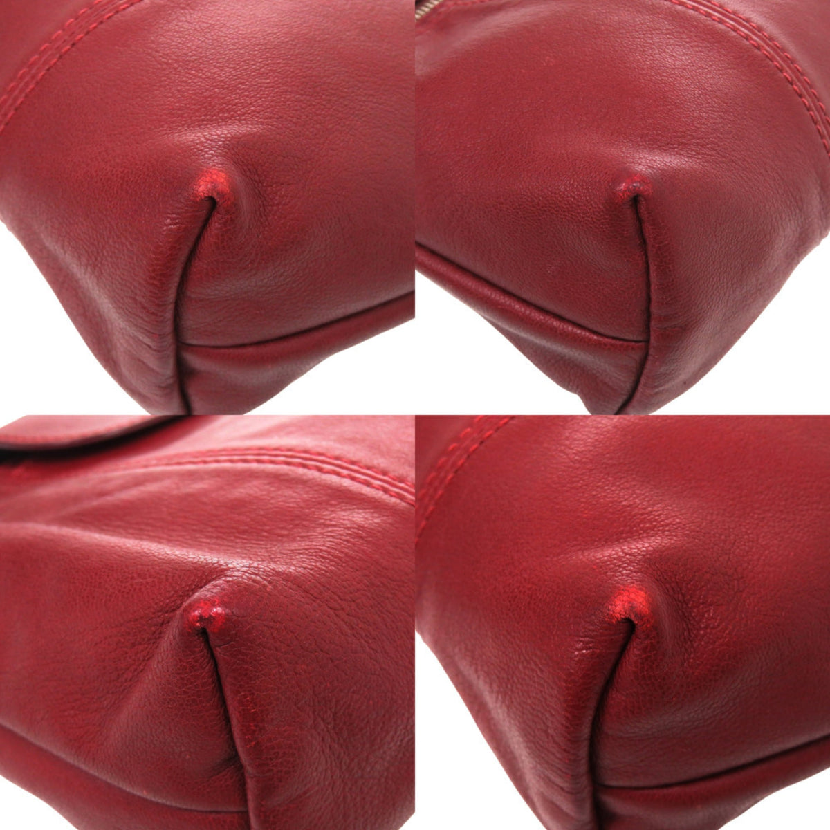 Longchamp Le Pliage Bordeaux Leather Shoulder Bag (Pre-Owned)