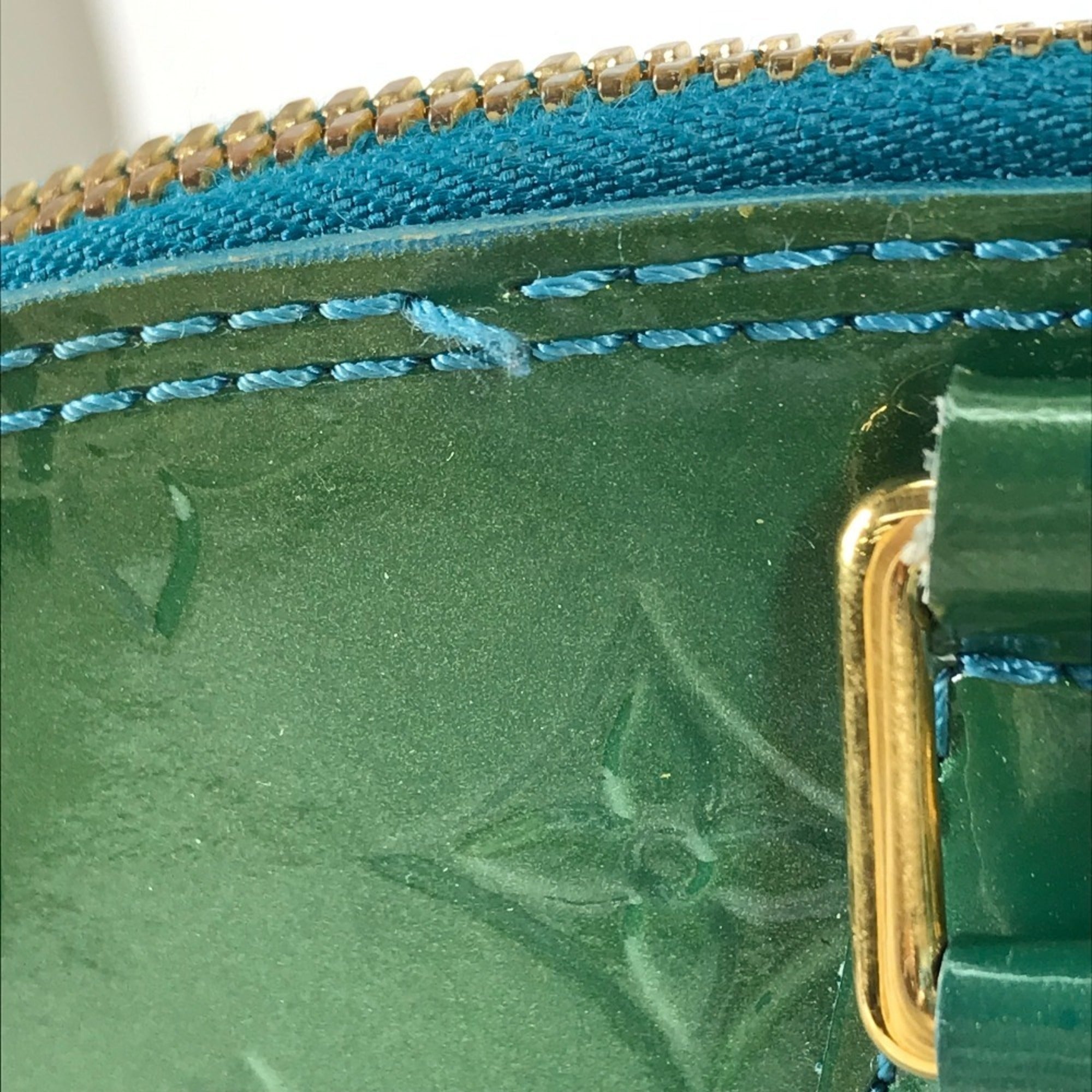 Louis Vuitton Vernis Blue Galactic Green Monogram Vernis Handbag Tote Bag (Pre-Owned)