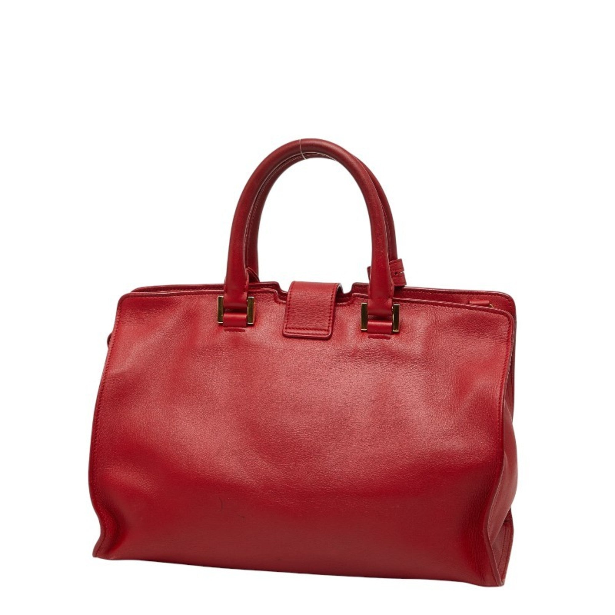 Saint Laurent Gold Red Color Leather Handbag Shoulder Bag (Pre-Owned)