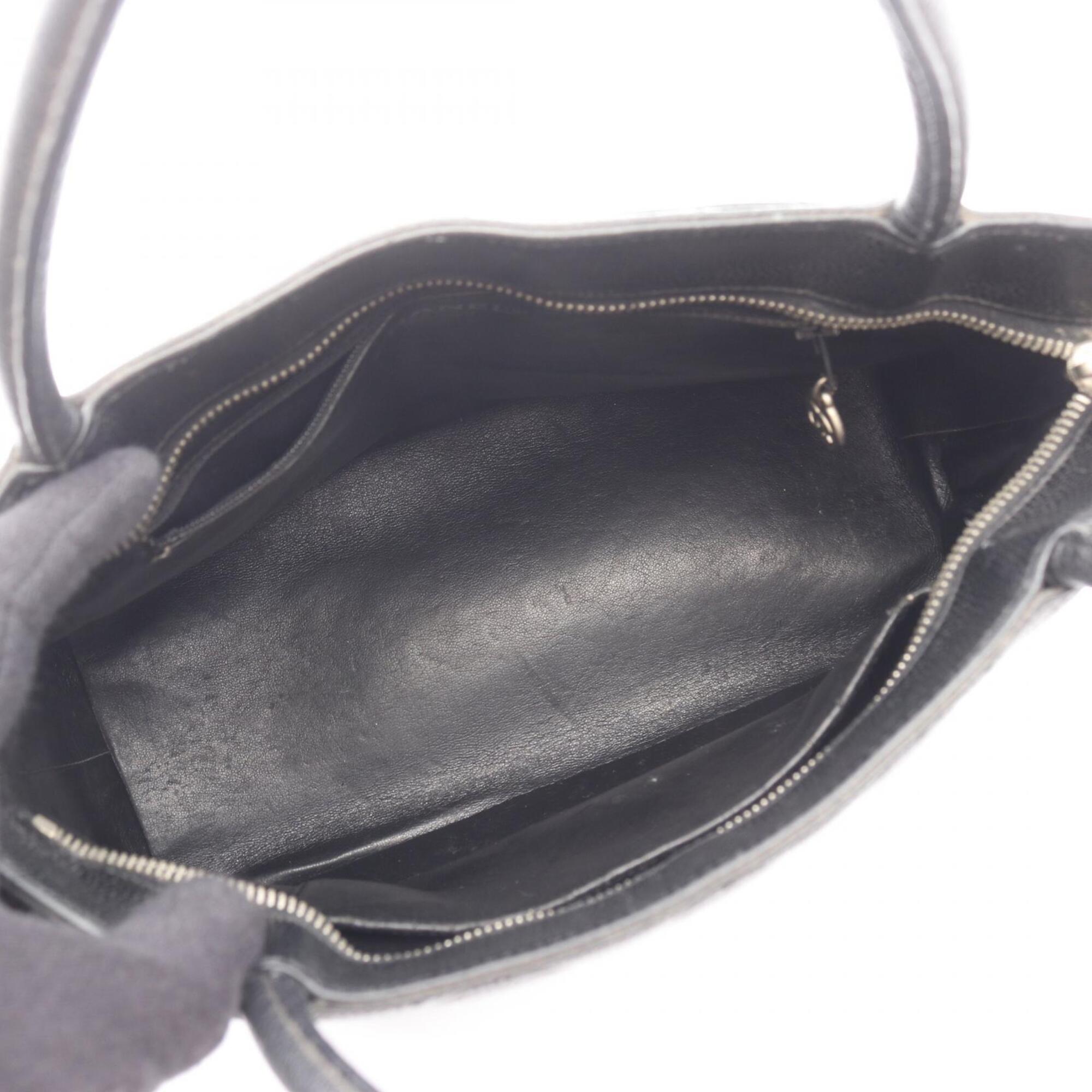 Chanel Black Grained Calfskin Handbag Tote Bag (Pre-Owned)