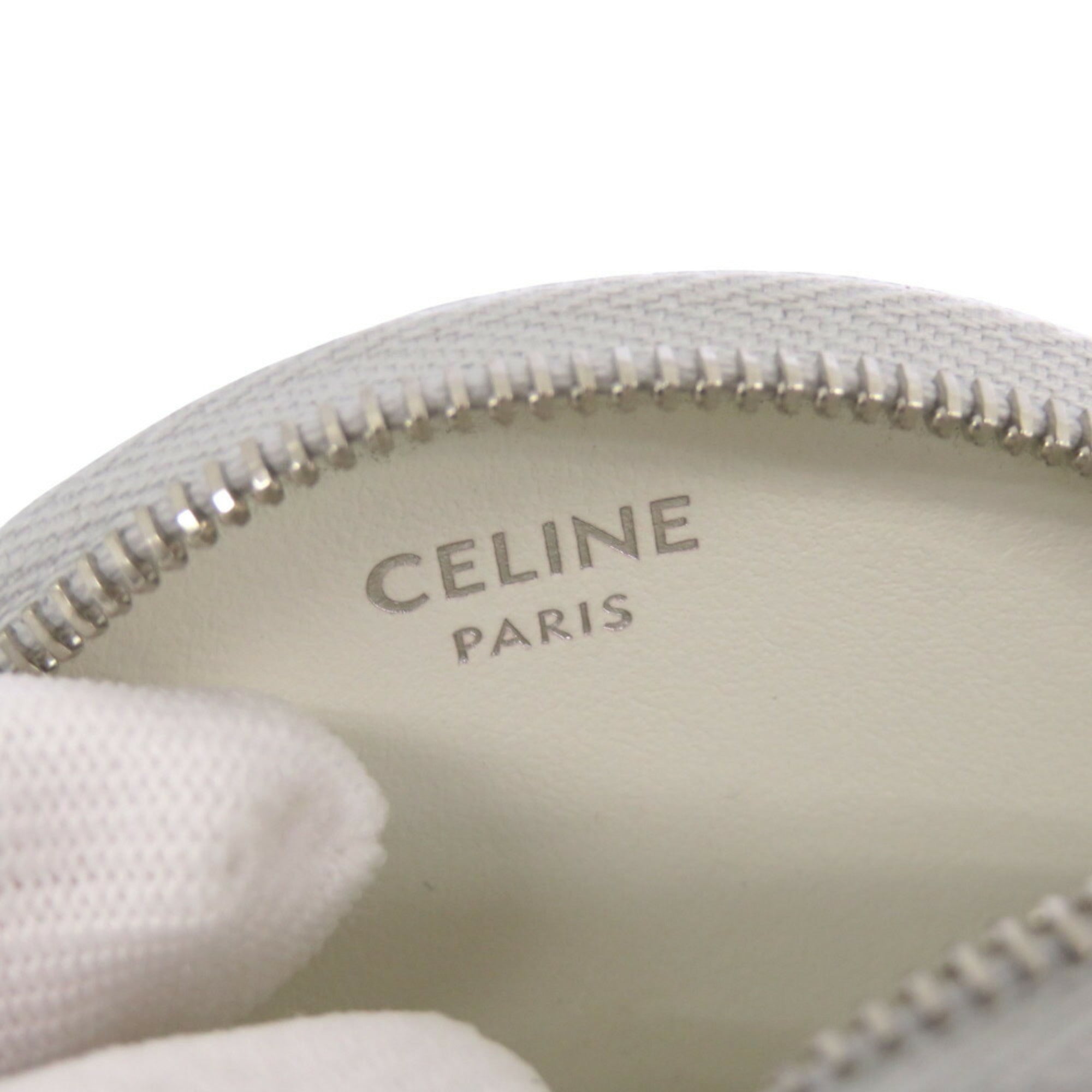 Celine Silver White Leather Coin Purse/Coin Case (Pre-Owned)