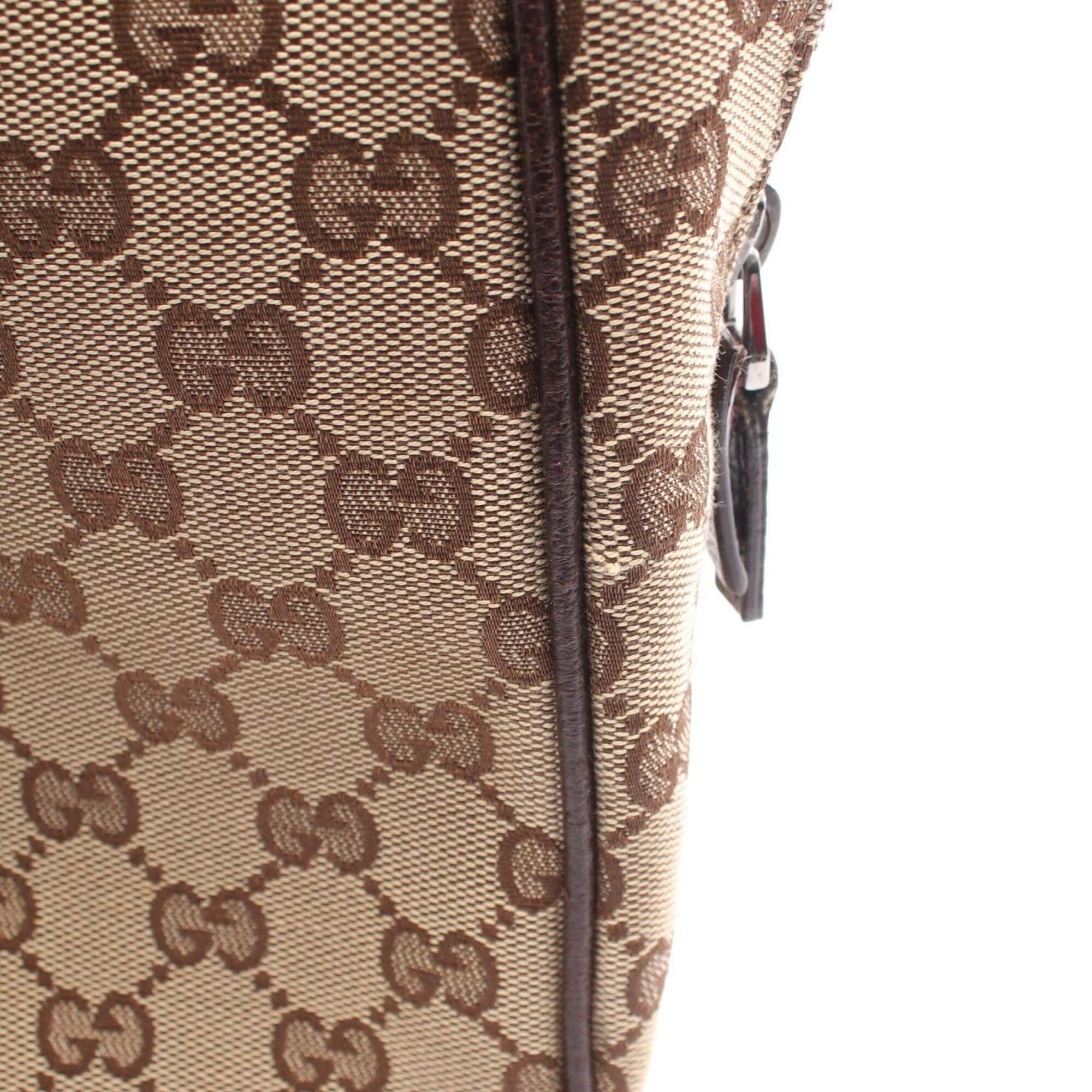 Gucci Beige Brown Canvas Leather Shoulder Bag (Pre-Owned)