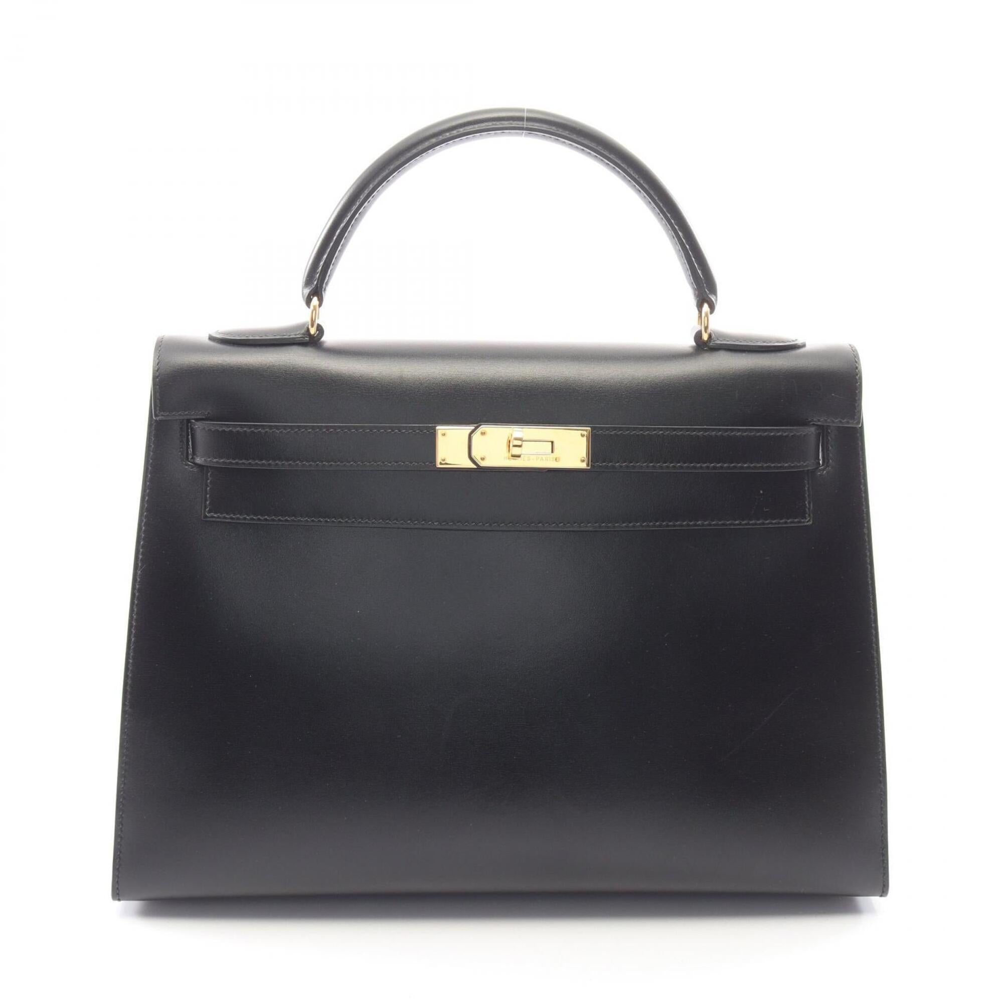 Hermes Black Box Calf Leather Handbag (Pre-Owned)