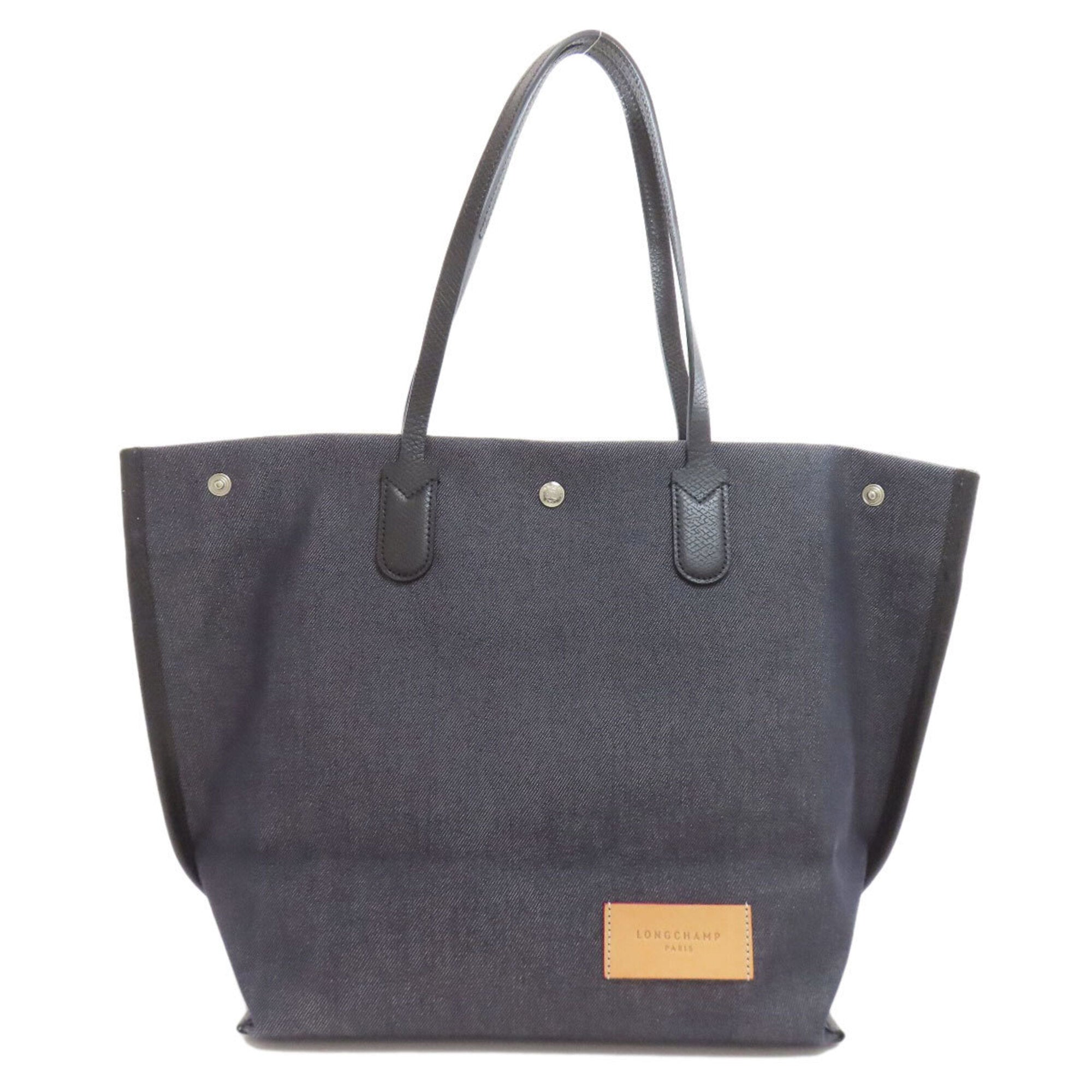 Longchamp Navy Canvas Shopping Bag Tote Bag (Pre-Owned)