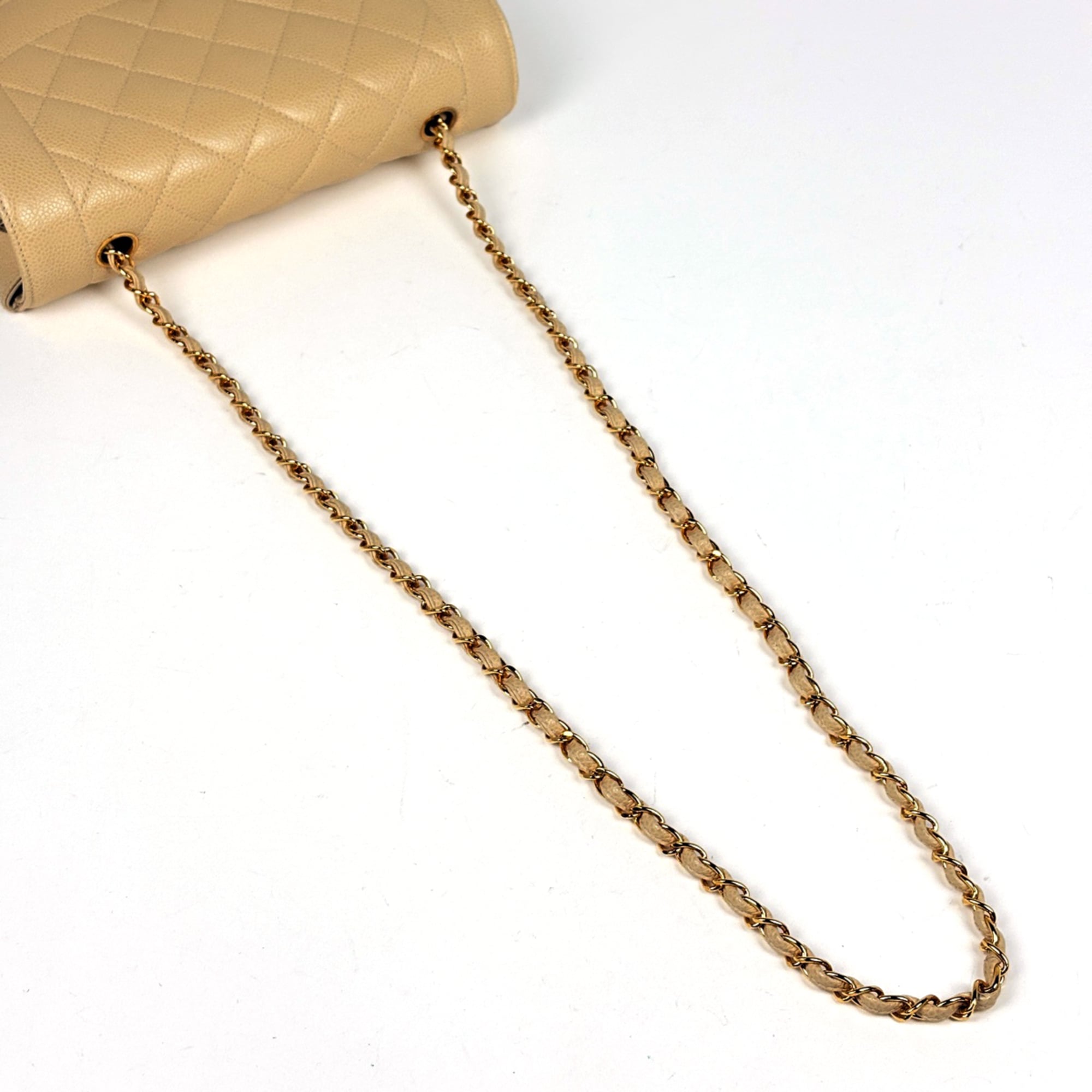 Chanel Beige Grained Calfskin Shoulder Bag (Pre-Owned)