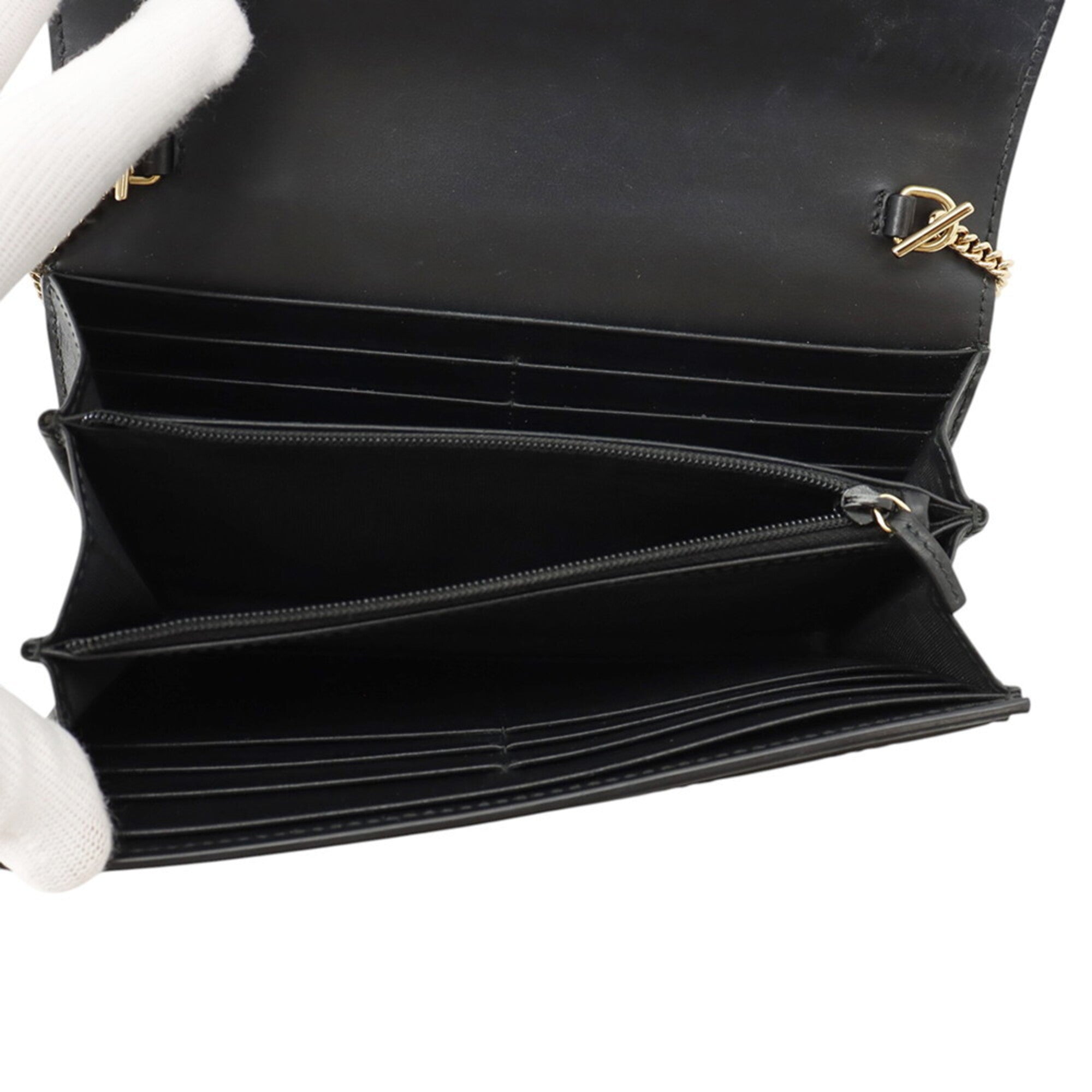 Gucci Black Gg Leather Chain/Shoulder Wallet (Pre-Owned)