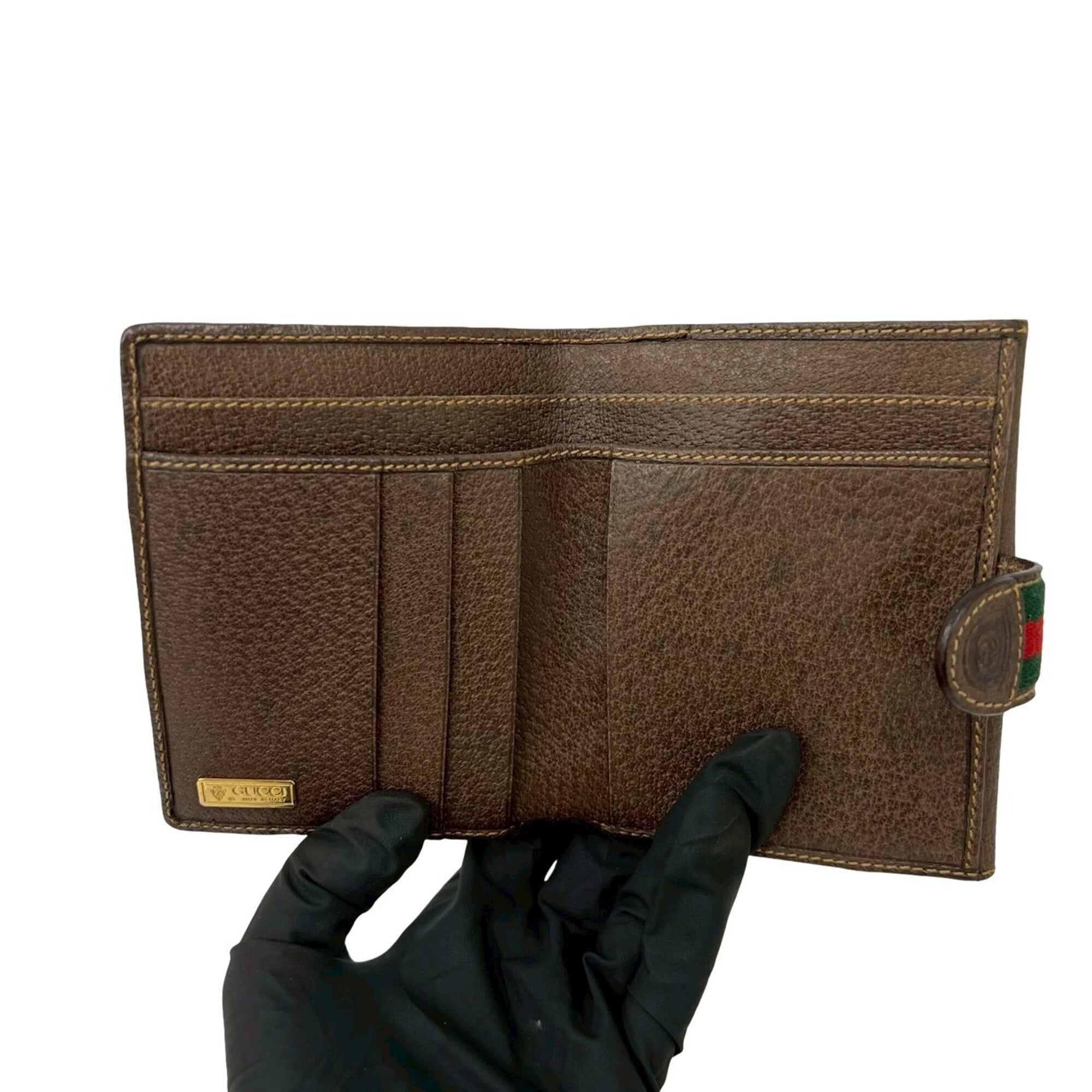 Gucci Brown Green Red Color Leather Pvc Wallet (Bi-Fold) (Pre-Owned)